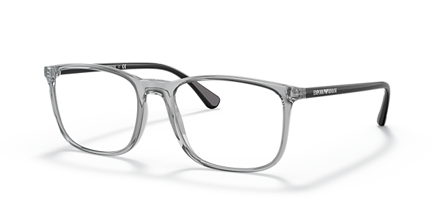 EA3177 Glanzend Transparant Grijs KunststofEyeglass Frames van B24, Hoekweergave