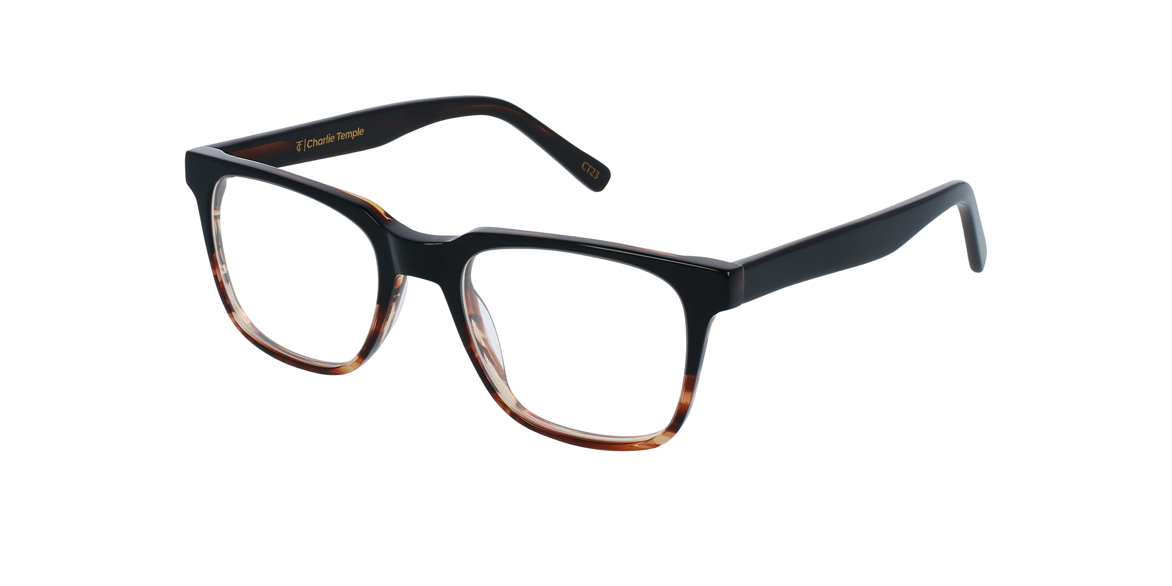 Balthazar Black Fades Cinnamon AcetatEyeglass Frames von B24, Dreiviertelansicht