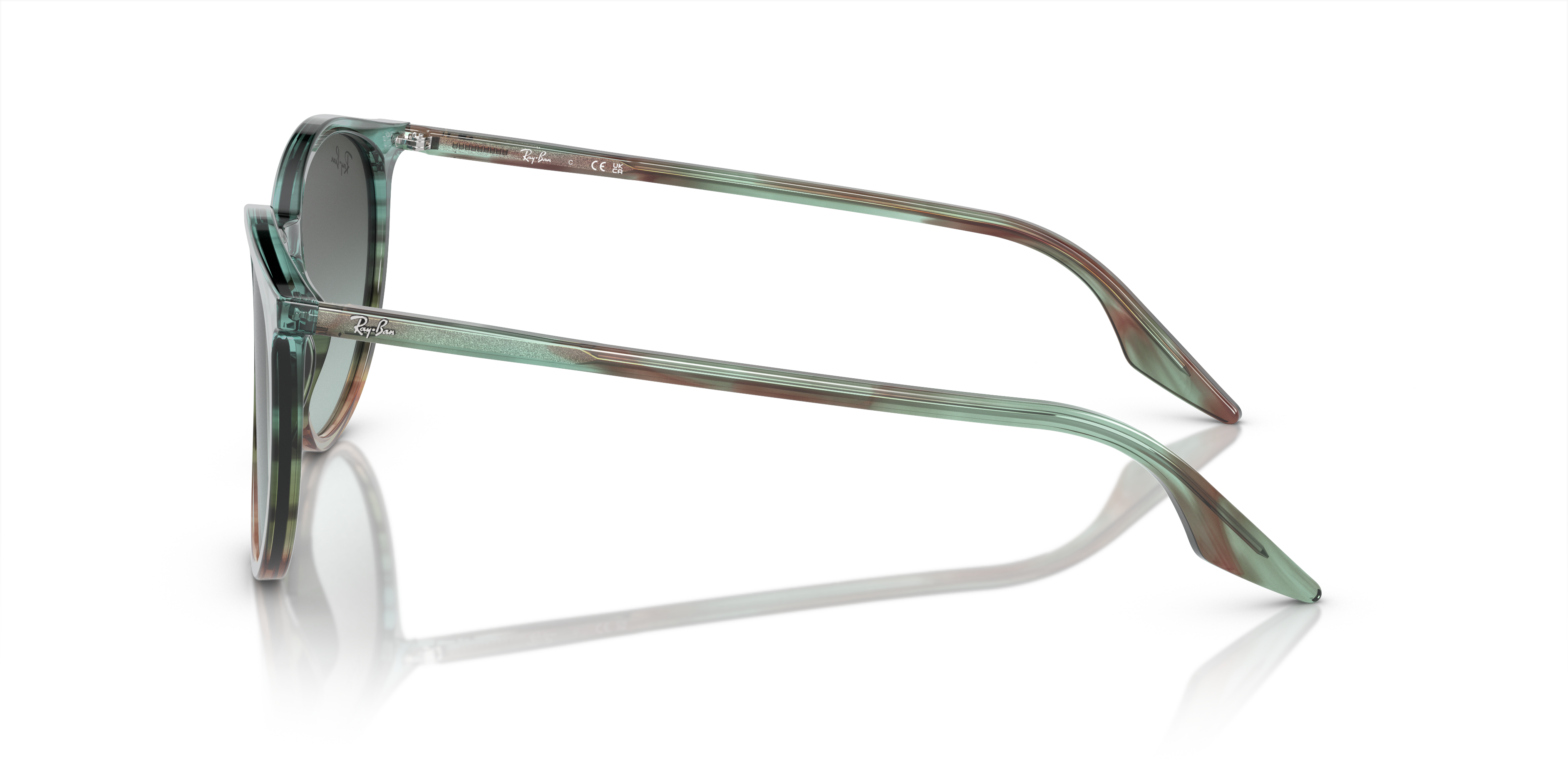 RB2204 Blau gestreift & Grün AcetatSunglass Frames von B24, Seitenansicht