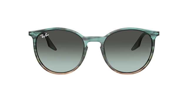 RB2204 Gestreept blauw en groen AcetaatSunglass Frames van B24, met getinte lenzen