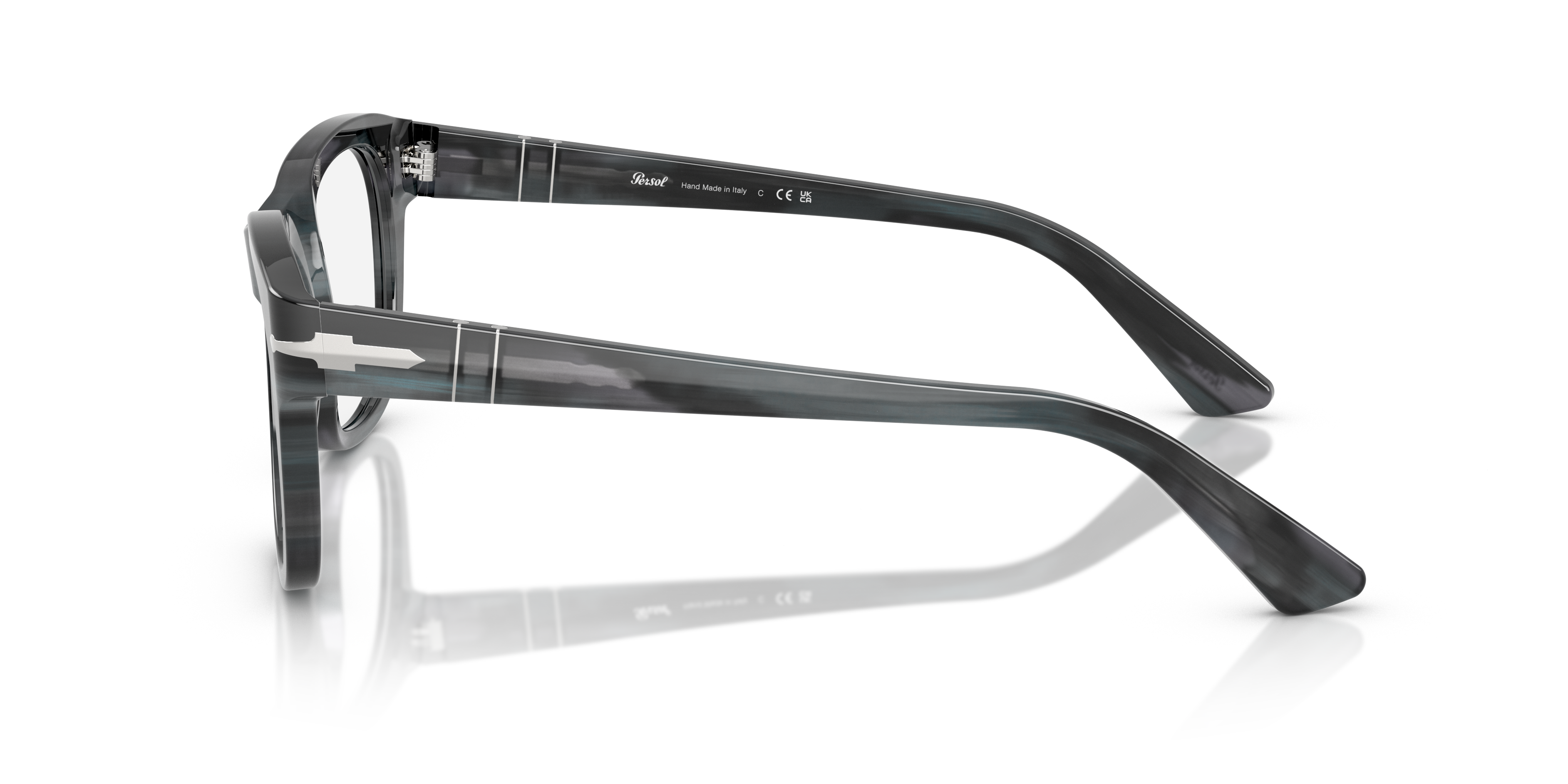 PO3372V Grau gestreift AcetatEyeglass Frames von B24, Seitenansicht