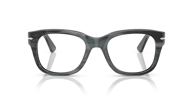 PO3372V Grijs gestreept AcetaatEyeglass Frames van B24, Vooraanzicht