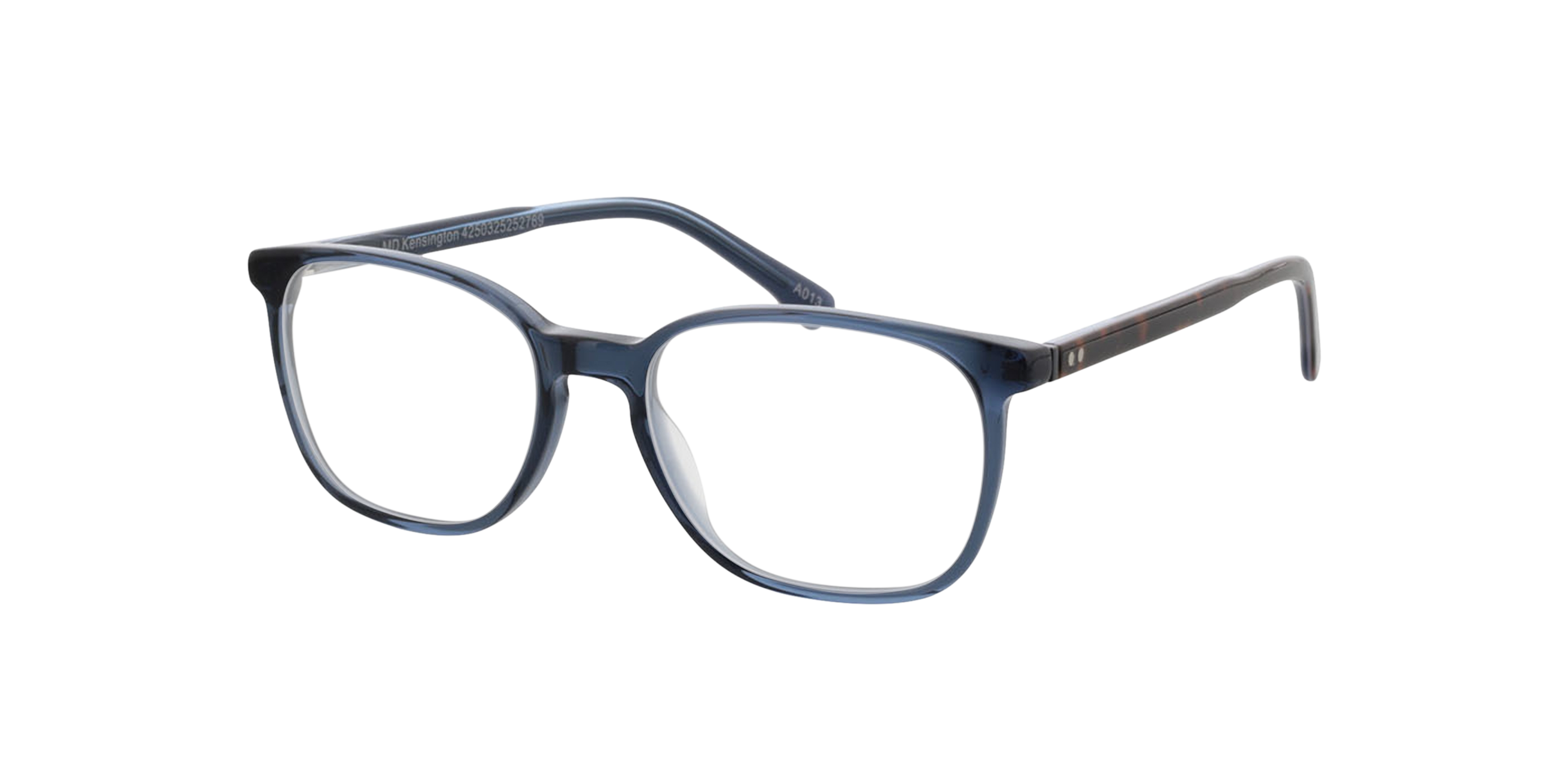 Kensington Blauw  &  tweelaags Havana blauw AcetaatEyeglass Frames van B24, Hoekweergave