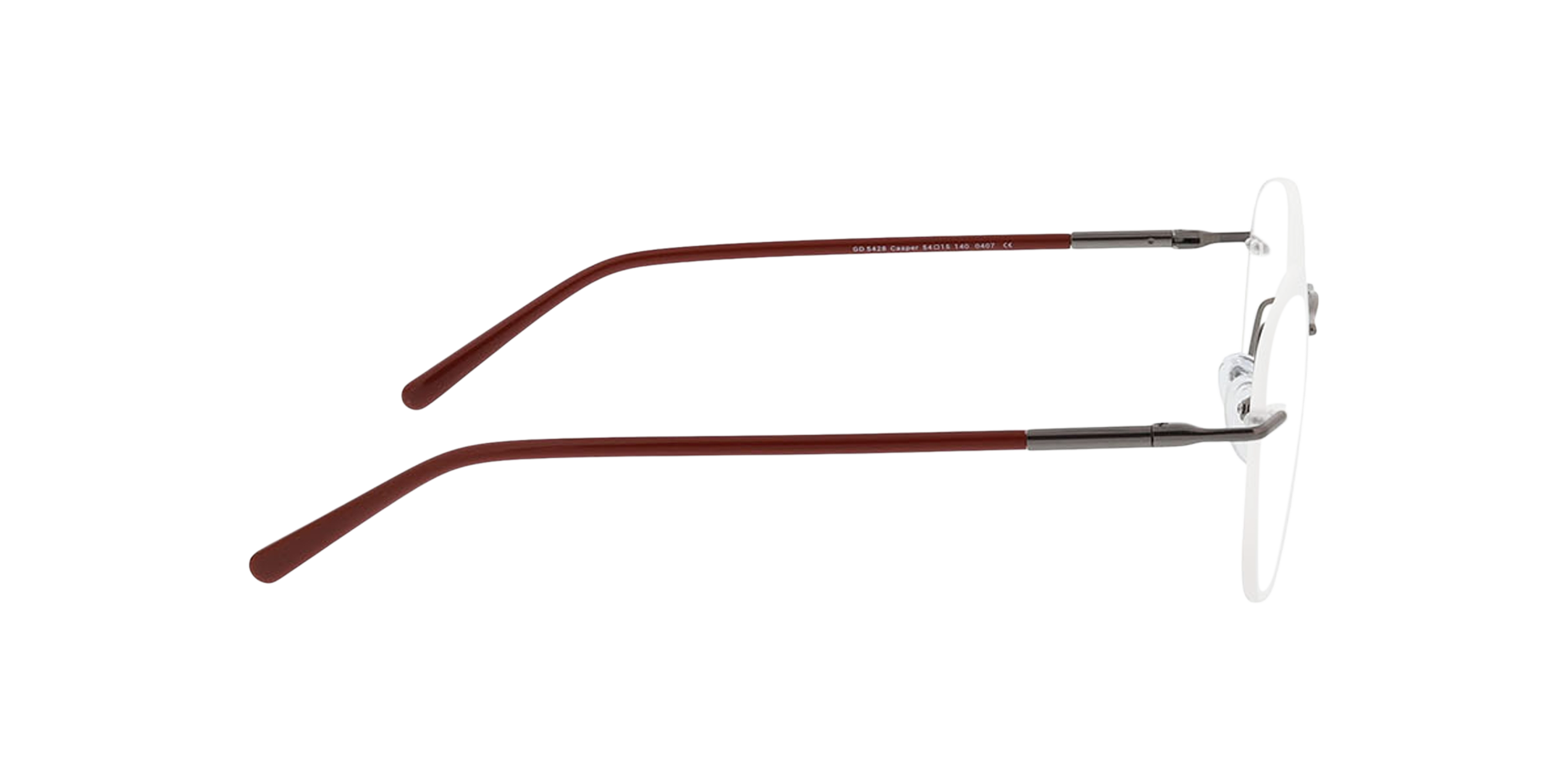 Casper Gunmetal  &  rood MetaalEyeglass Frames van B24, Zijaanzicht