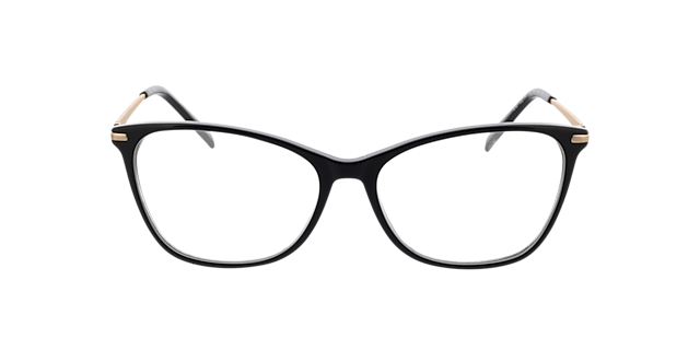 Emily Zwart  &  satijn goud AcetaatEyeglass Frames van B24, Vooraanzicht