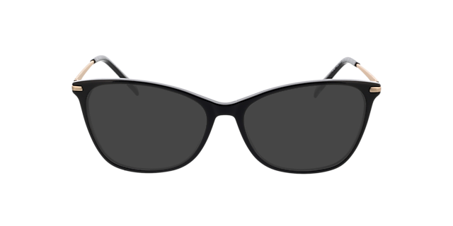 Emily Zwart  &  satijn goud AcetaatEyeglass Frames van B24, met getinte lenzen