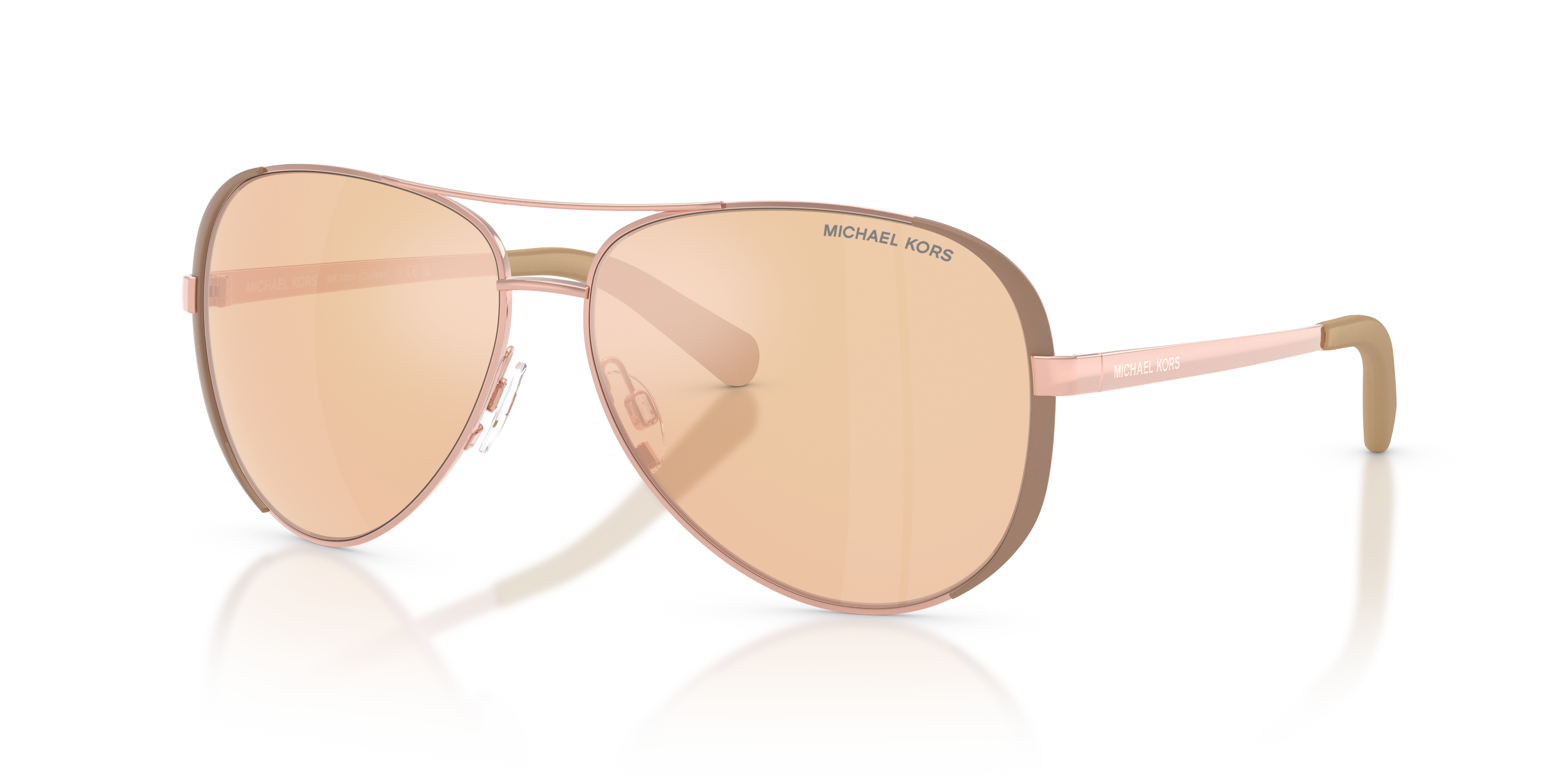 MK5004 Rotgold & Taupe MetallSunglass Frames von B24, Dreiviertelansicht