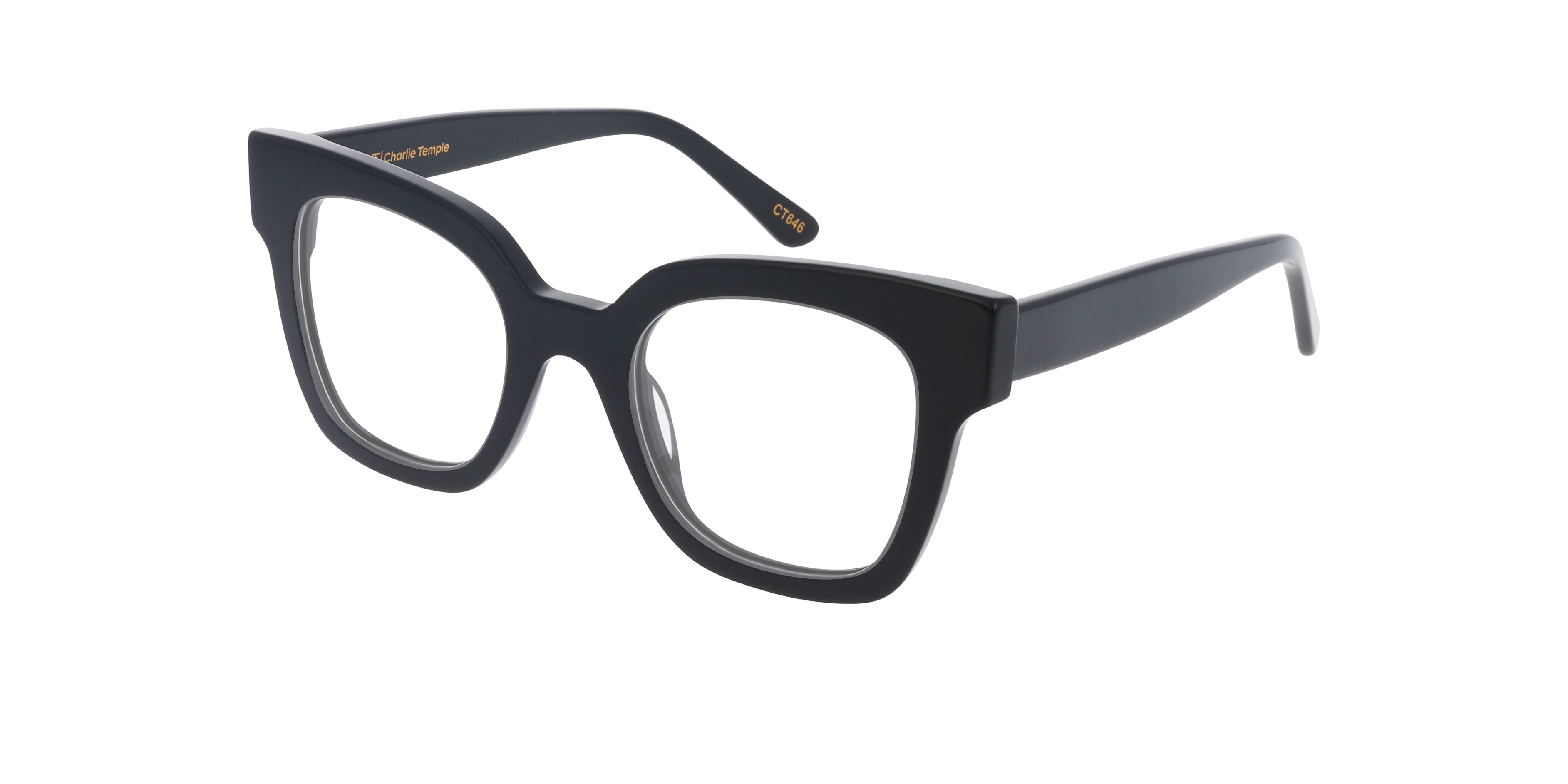 Venice CT Jet Black AcetatEyeglass Frames von B24, Dreiviertelansicht