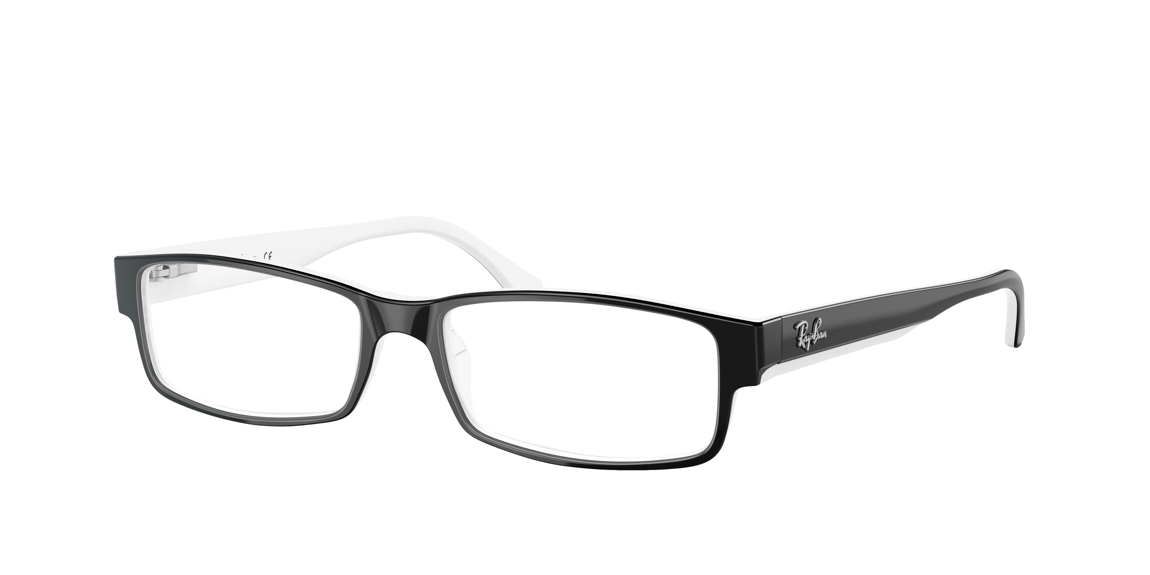 RB5114 Schwarz auf Weiß AcetatEyeglass Frames von B24, Dreiviertelansicht