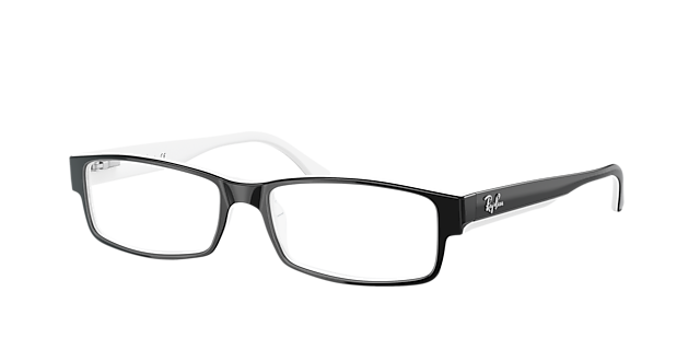 RB5114 Zwart op wit AcetaatEyeglass Frames van B24, Hoekweergave