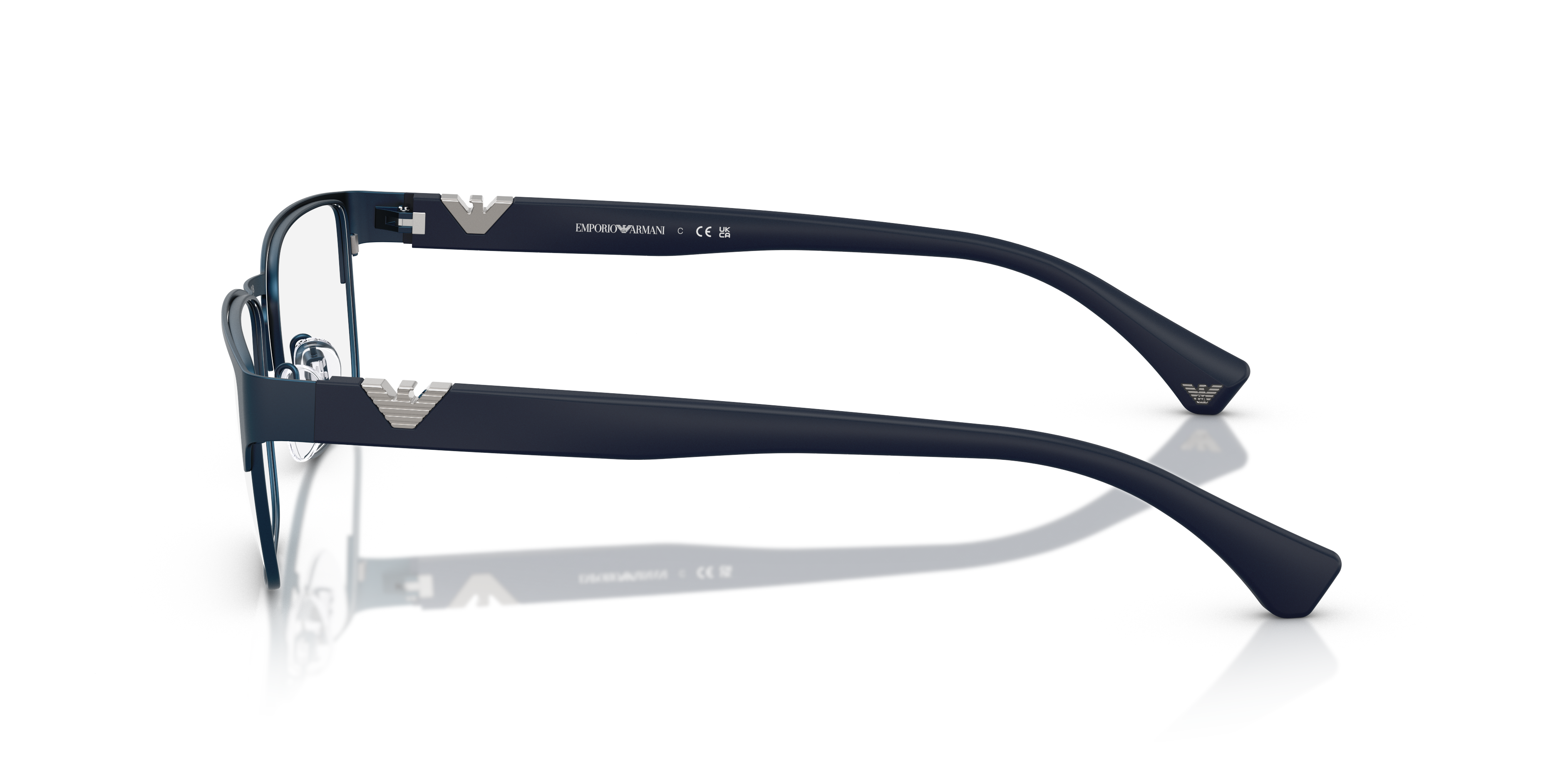 EA1027 Matblauw MetaalEyeglass Frames van B24, Zijaanzicht