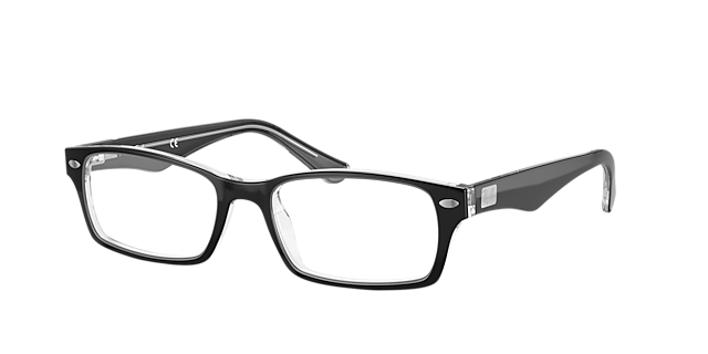 RB5206 Zwart op transparant AcetaatEyeglass Frames van B24, Hoekweergave