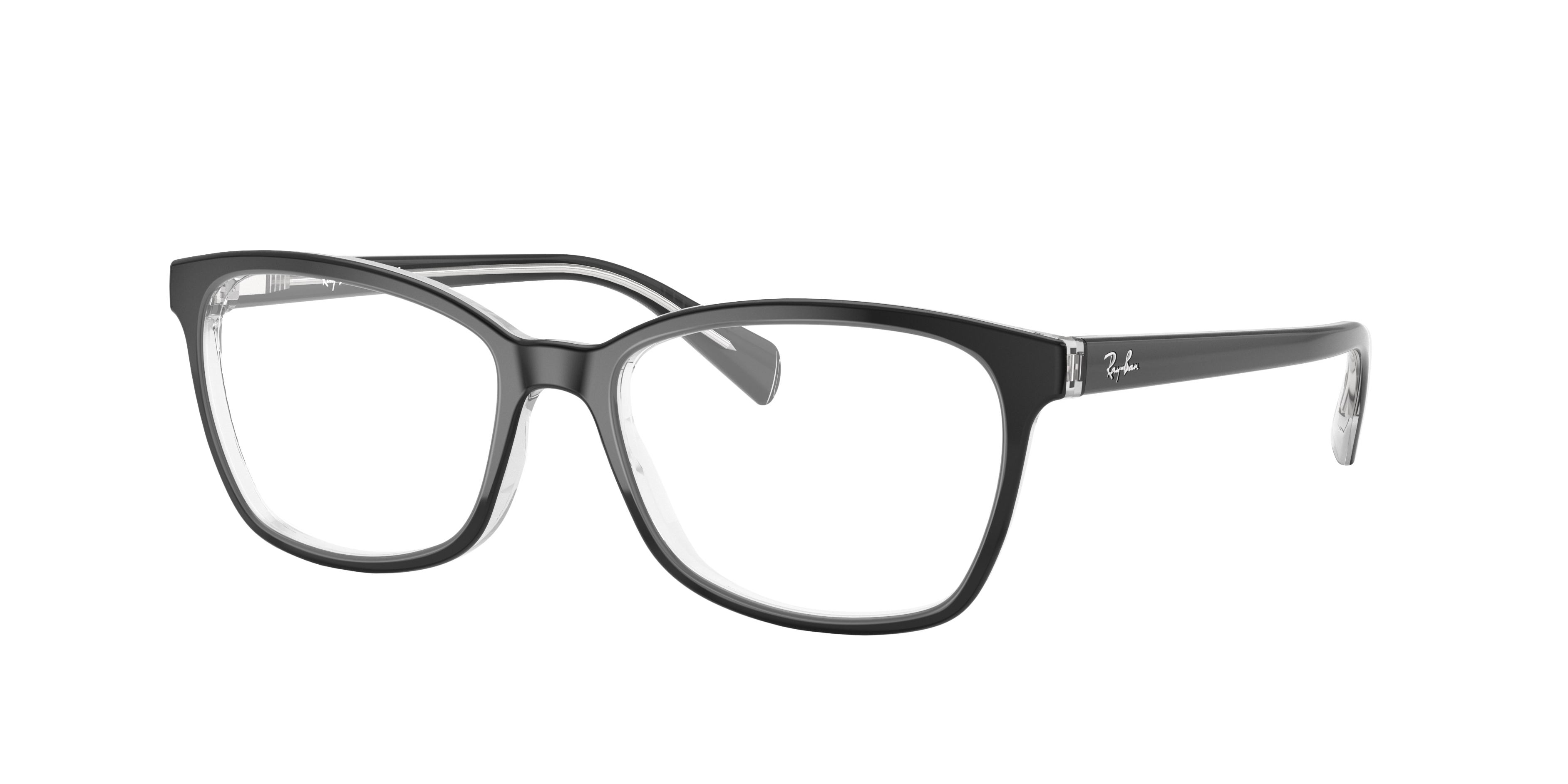 RB5362 Zwart op transparant AcetaatEyeglass Frames van B24, Hoekweergave