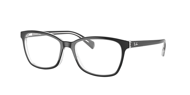 RB5362 Zwart op transparant AcetaatEyeglass Frames van B24, Hoekweergave