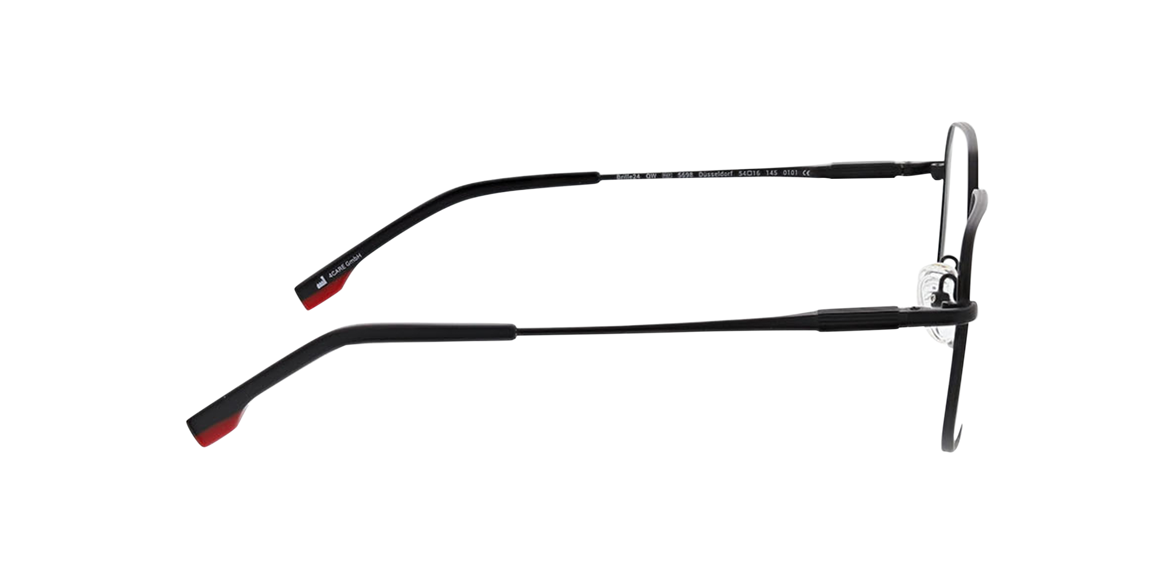 Düsseldorf Matzwart MetaalEyeglass Frames van B24, Zijaanzicht