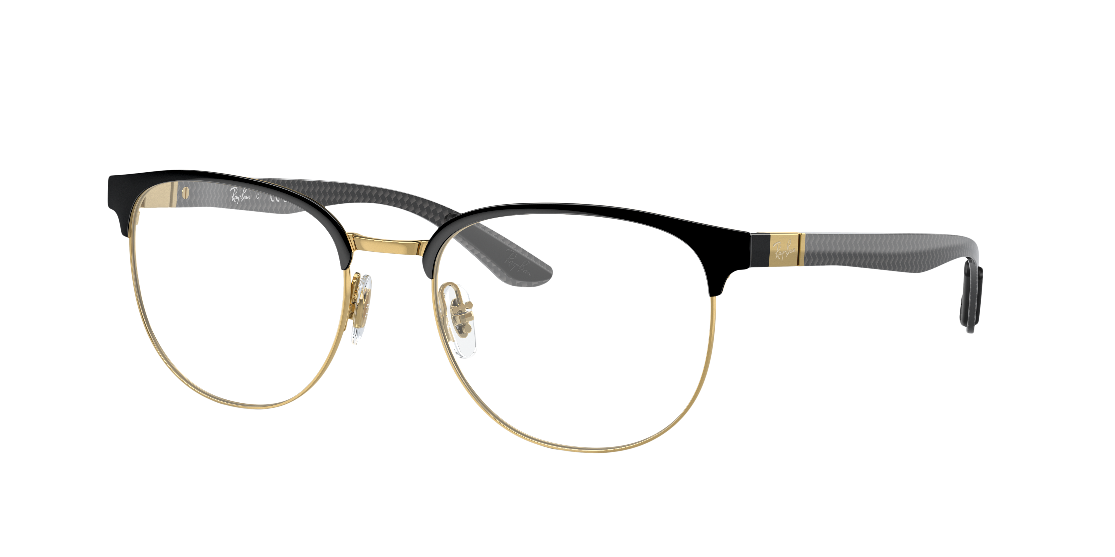RB8422 Zwart op goud MetaalEyeglass Frames van B24, Hoekweergave