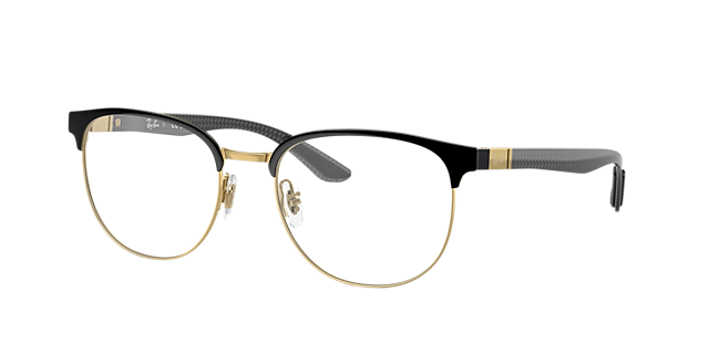 RB8422 Zwart op goud MetaalEyeglass Frames van B24, Hoekweergave