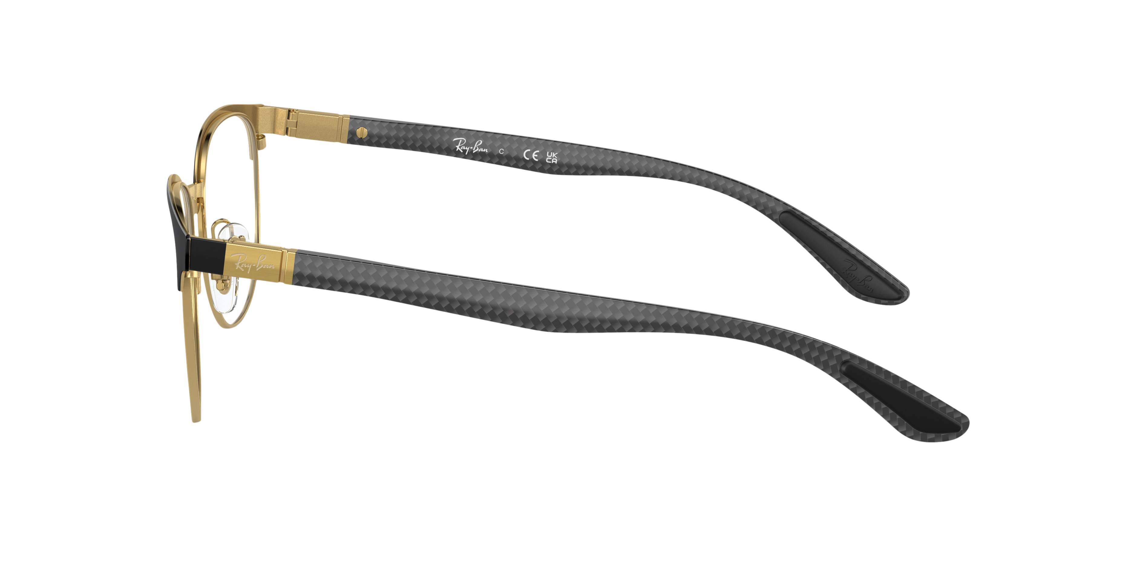 RB8422 Zwart op goud MetaalEyeglass Frames van B24, Zijaanzicht