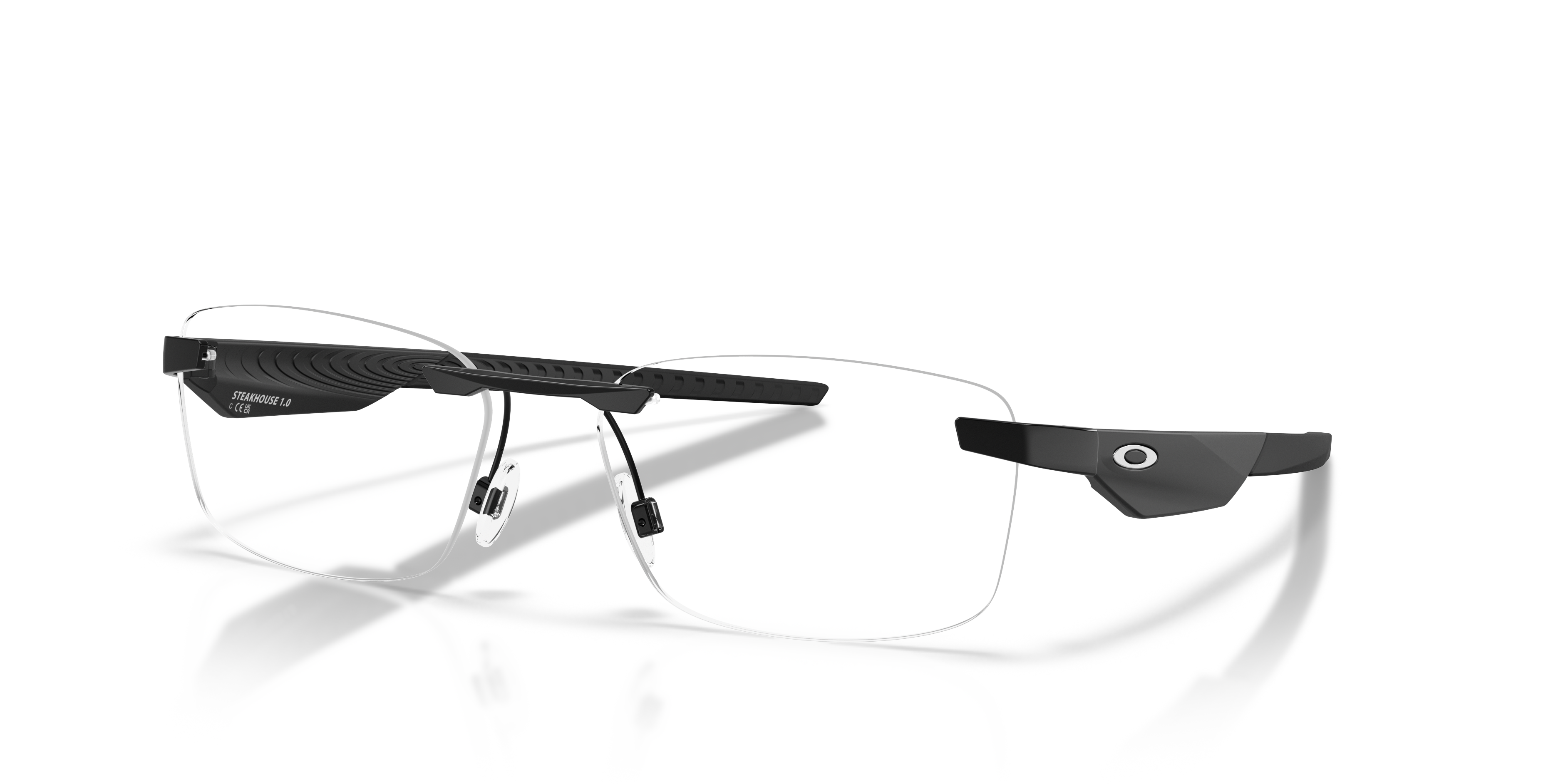 Steakhouse 1.0 Schwarz satiniert MetallEyeglass Frames von B24, Dreiviertelansicht