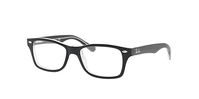 RB1531 Zwart op transparant AcetaatEyeglass Frames van B24, Hoekweergave