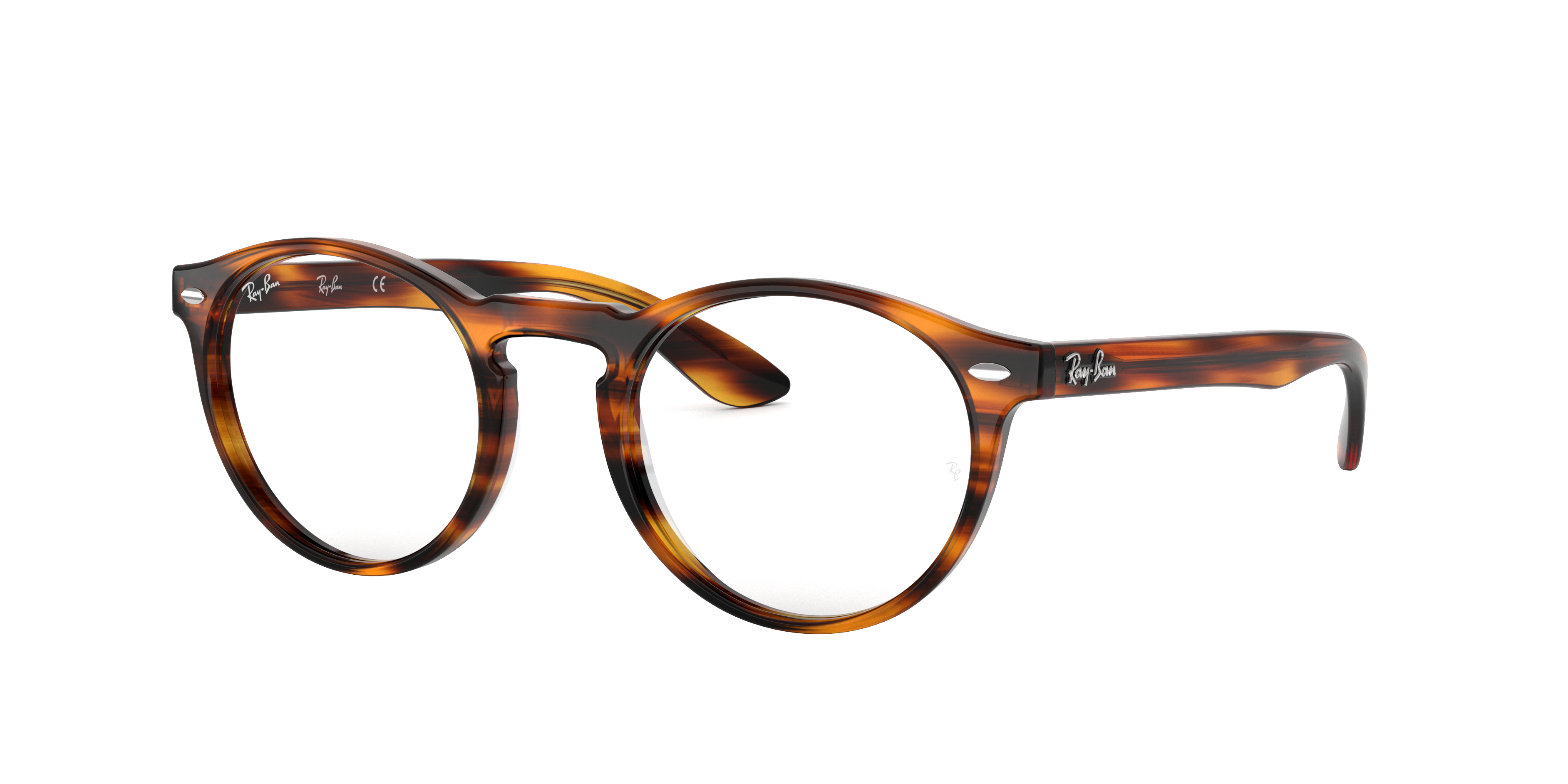 RB5283 Havana gestreept AcetaatEyeglass Frames van B24, Hoekweergave