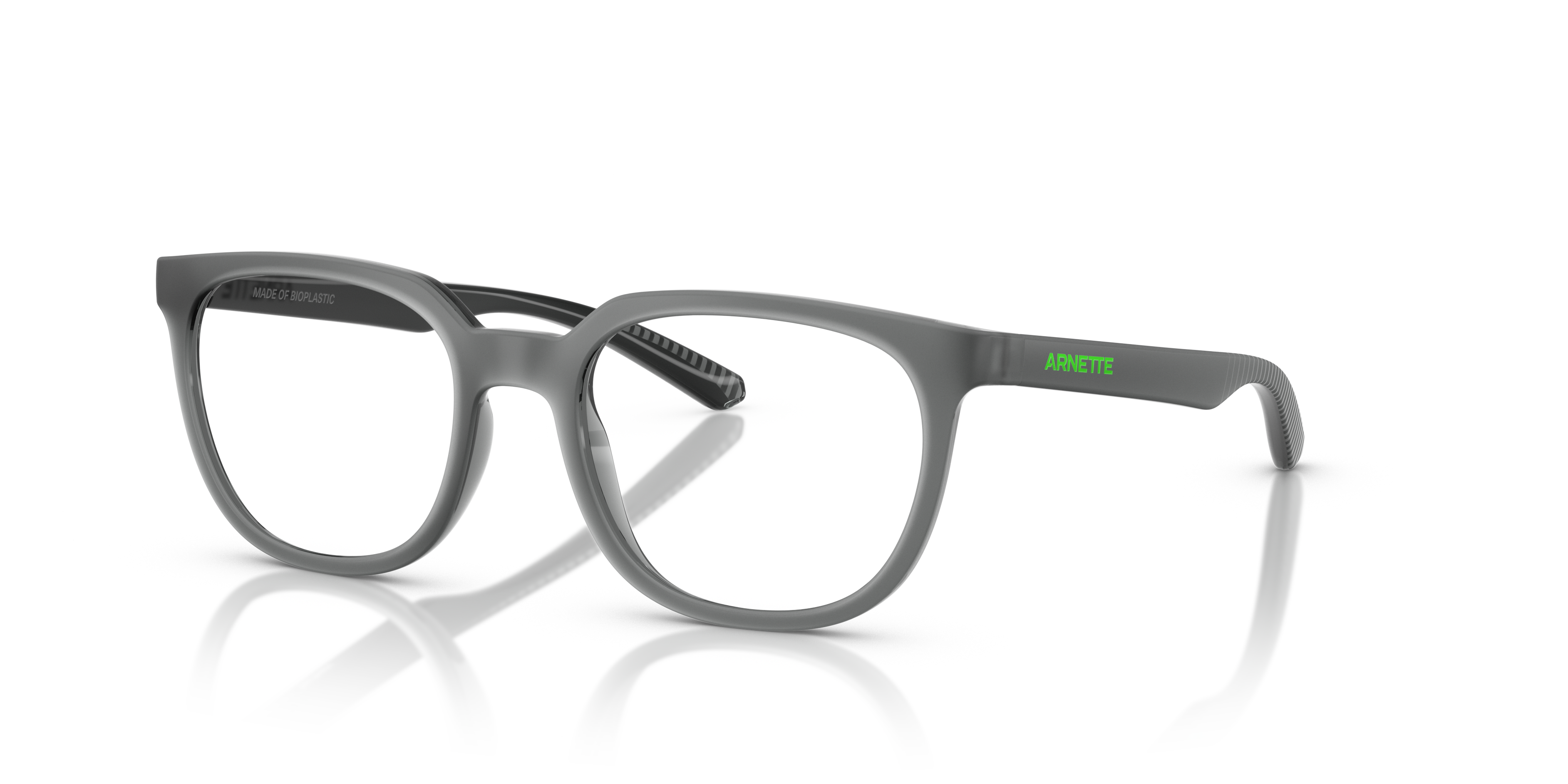 AN7263 Transparent Grey Matte & Shiny KunststofEyeglass Frames van B24, Hoekweergave