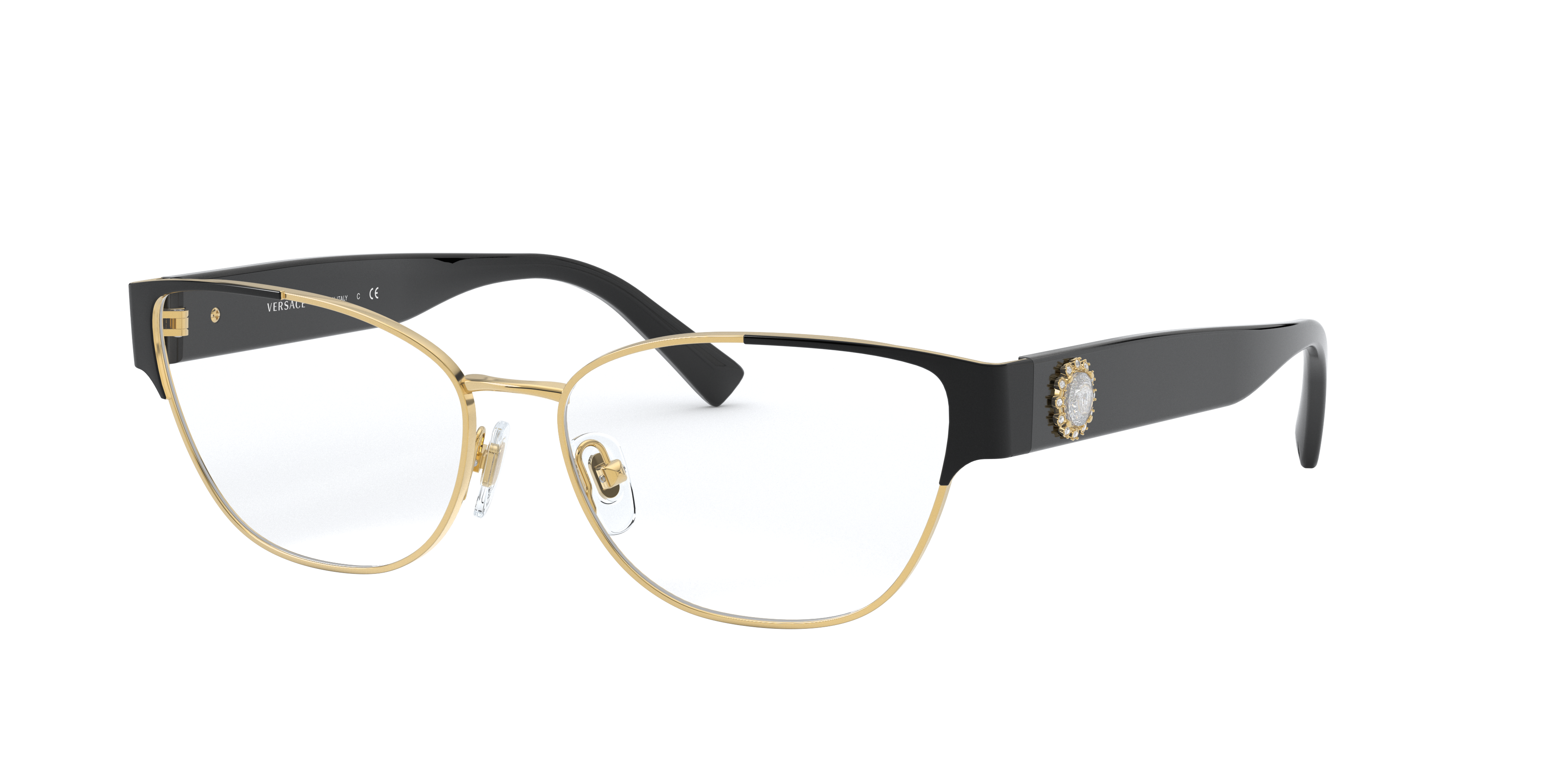 VE1267B Goud & Zwart MetaalEyeglass Frames van B24, Hoekweergave