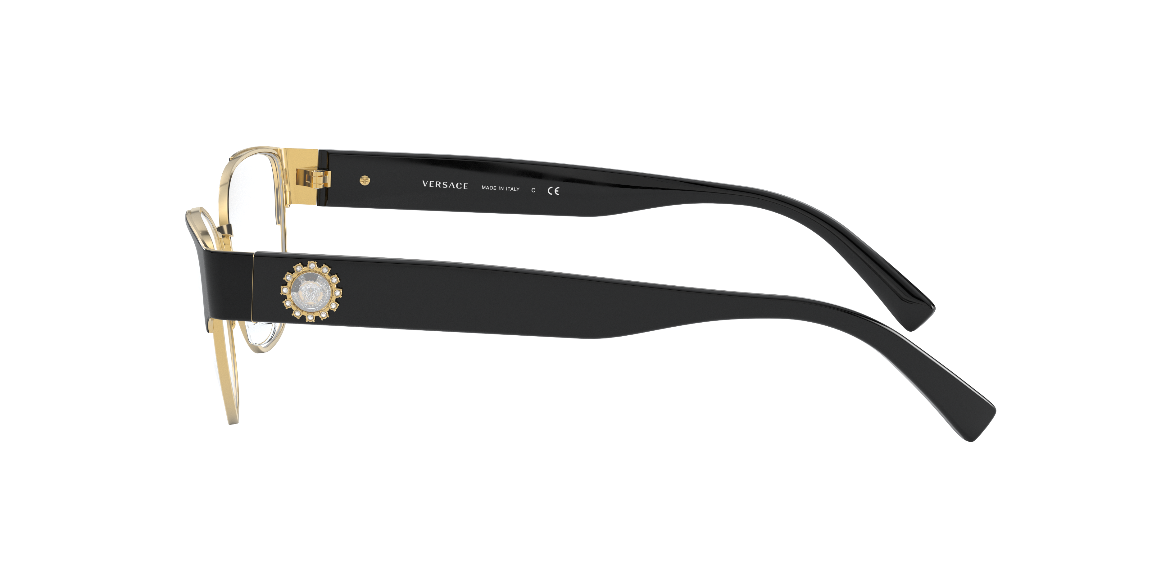 VE1267B Goud & Zwart MetaalEyeglass Frames van B24, Zijaanzicht