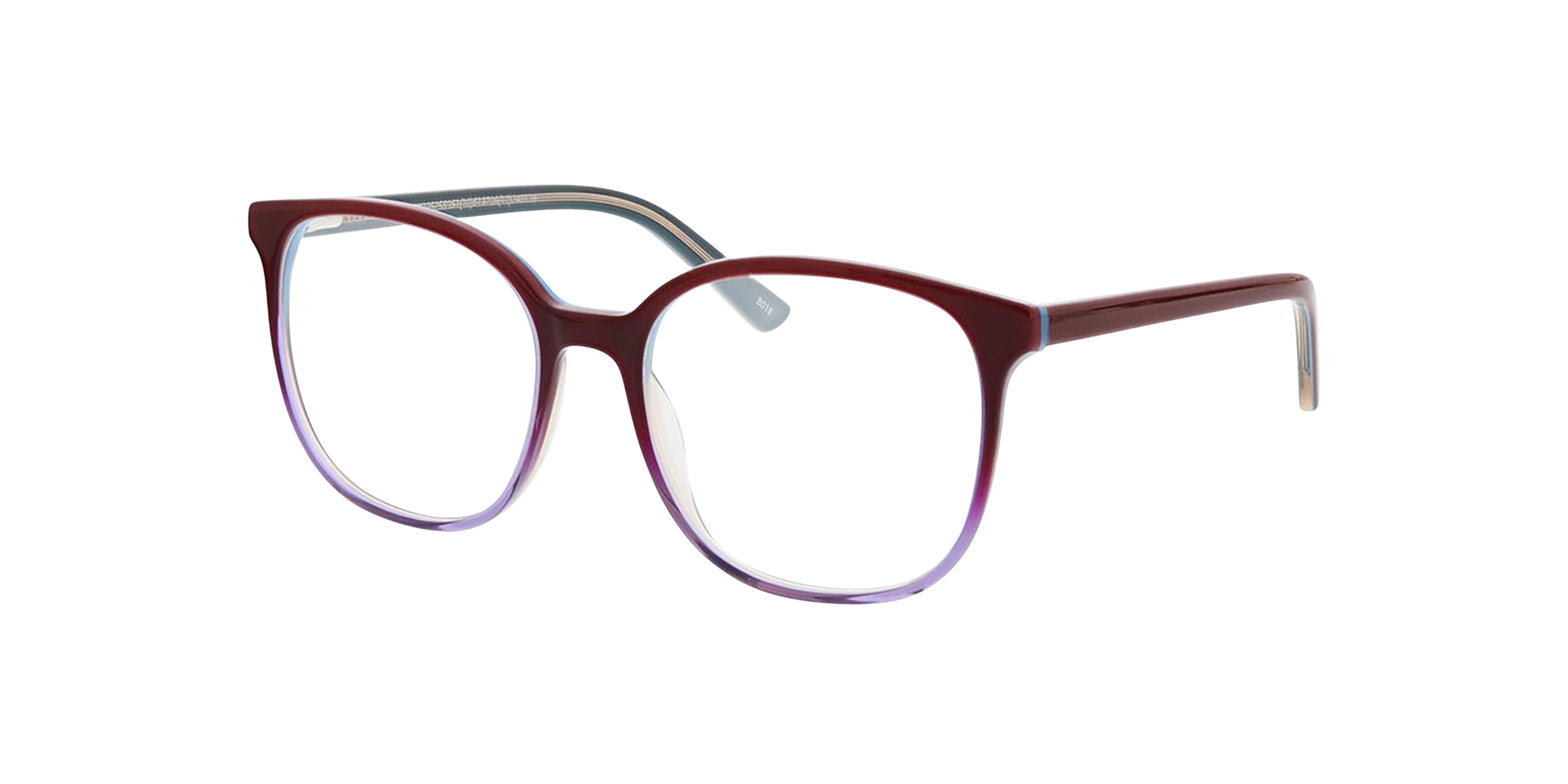 Mia Trilayer Red  &  Purple AcetatEyeglass Frames von B24, Dreiviertelansicht