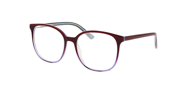 Mia Drielaags rood  &  paars AcetaatEyeglass Frames van B24, Hoekweergave