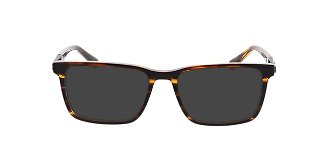 Lenny Bruin hoorn & matzwart AcetaatEyeglass Frames van B24, met getinte lenzen