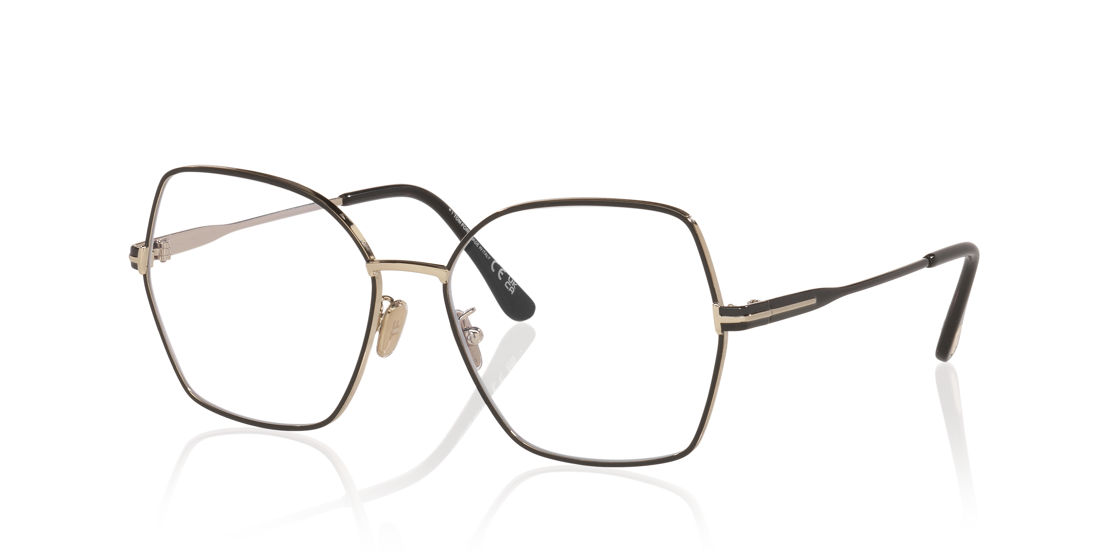 FT5876-B Tan MetallEyeglass Frames von B24, Dreiviertelansicht