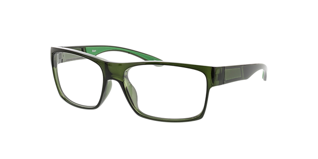 Blaze Kristal kaki  &  groen KunststofEyeglass Frames van B24, Hoekweergave