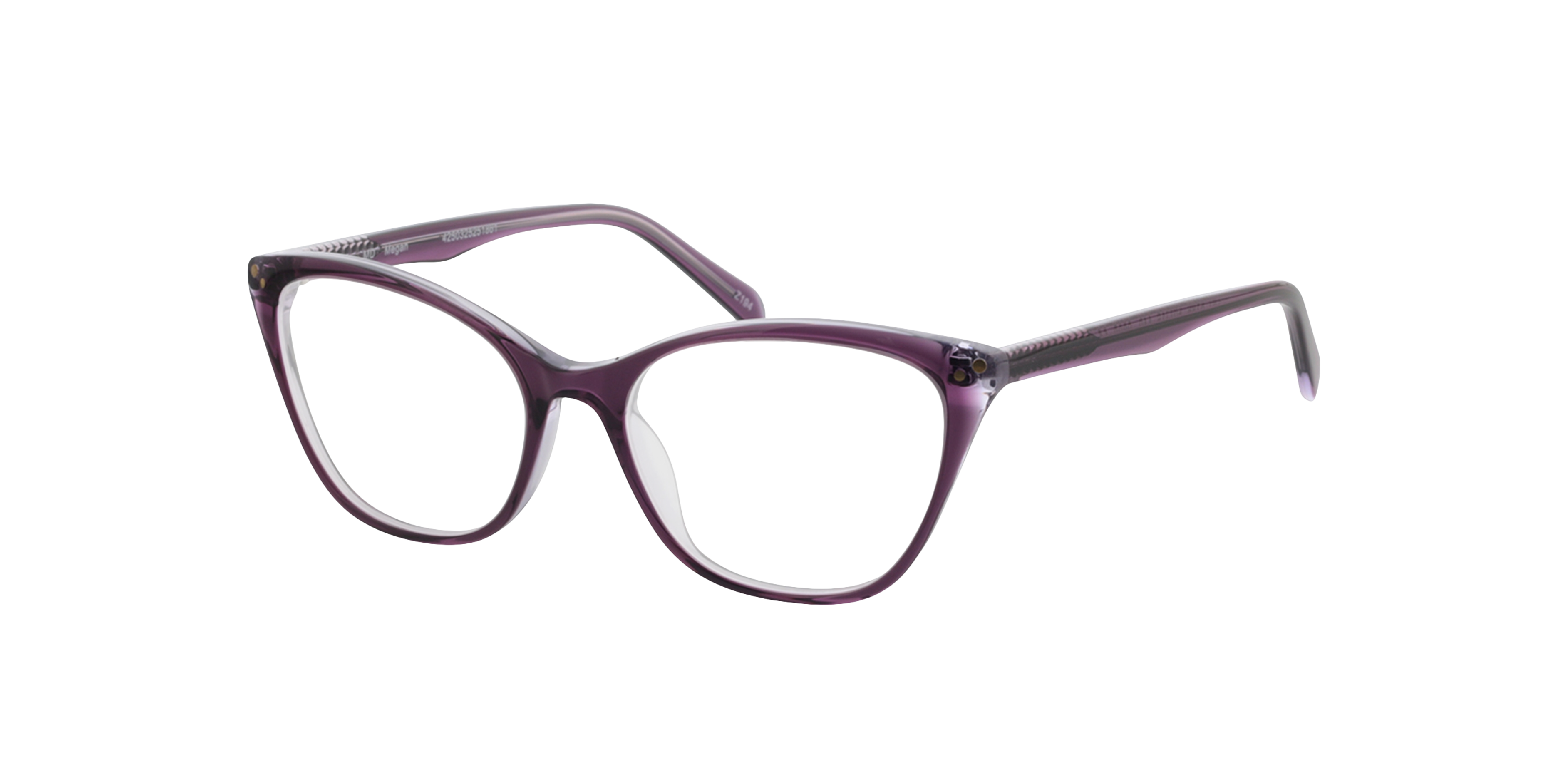 Megan Tweelaags kristal paars AcetaatEyeglass Frames van B24, Hoekweergave