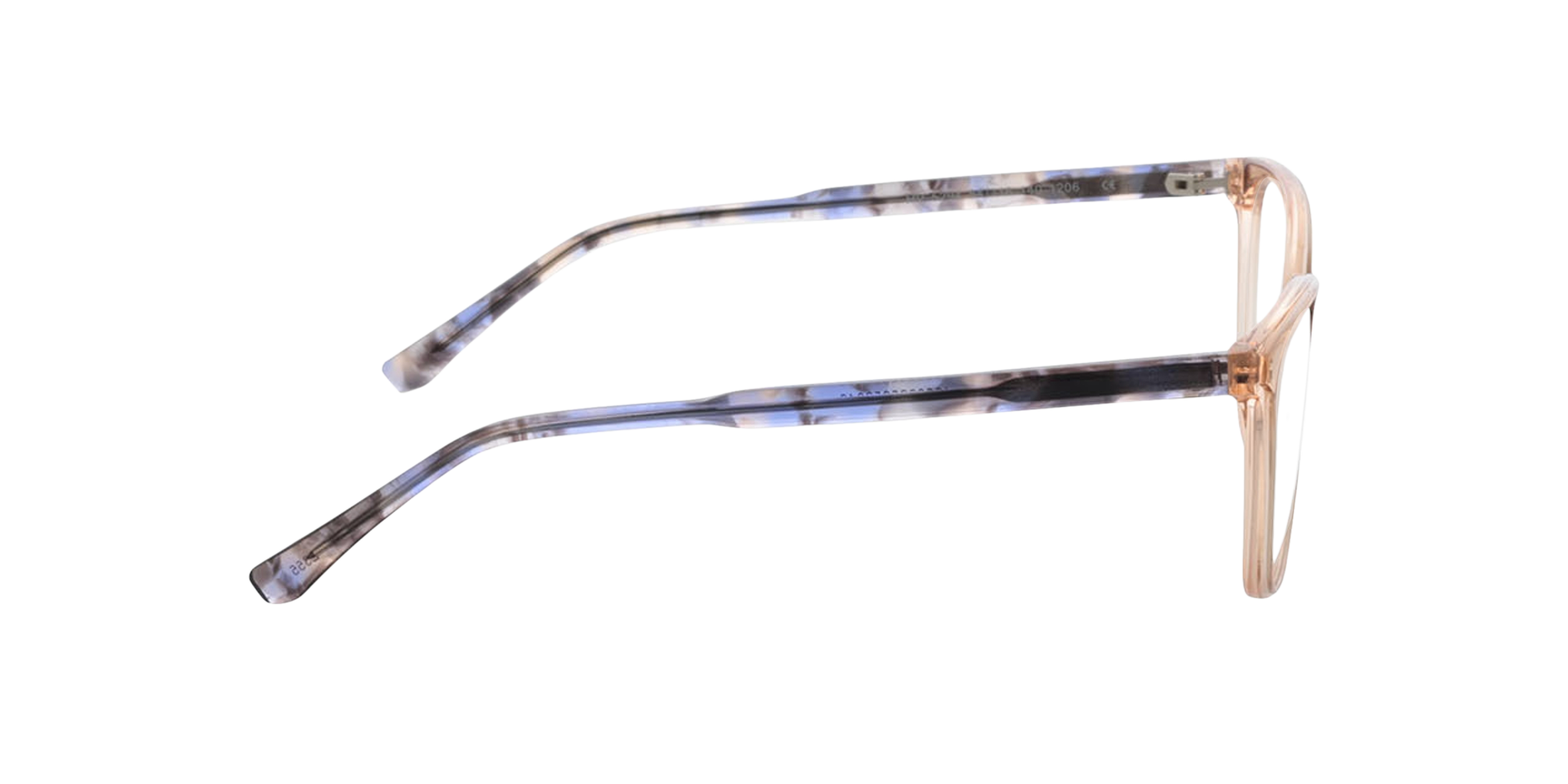 Milano Tweelaags koraal  &  kristal paars AcetaatEyeglass Frames van B24, Zijaanzicht