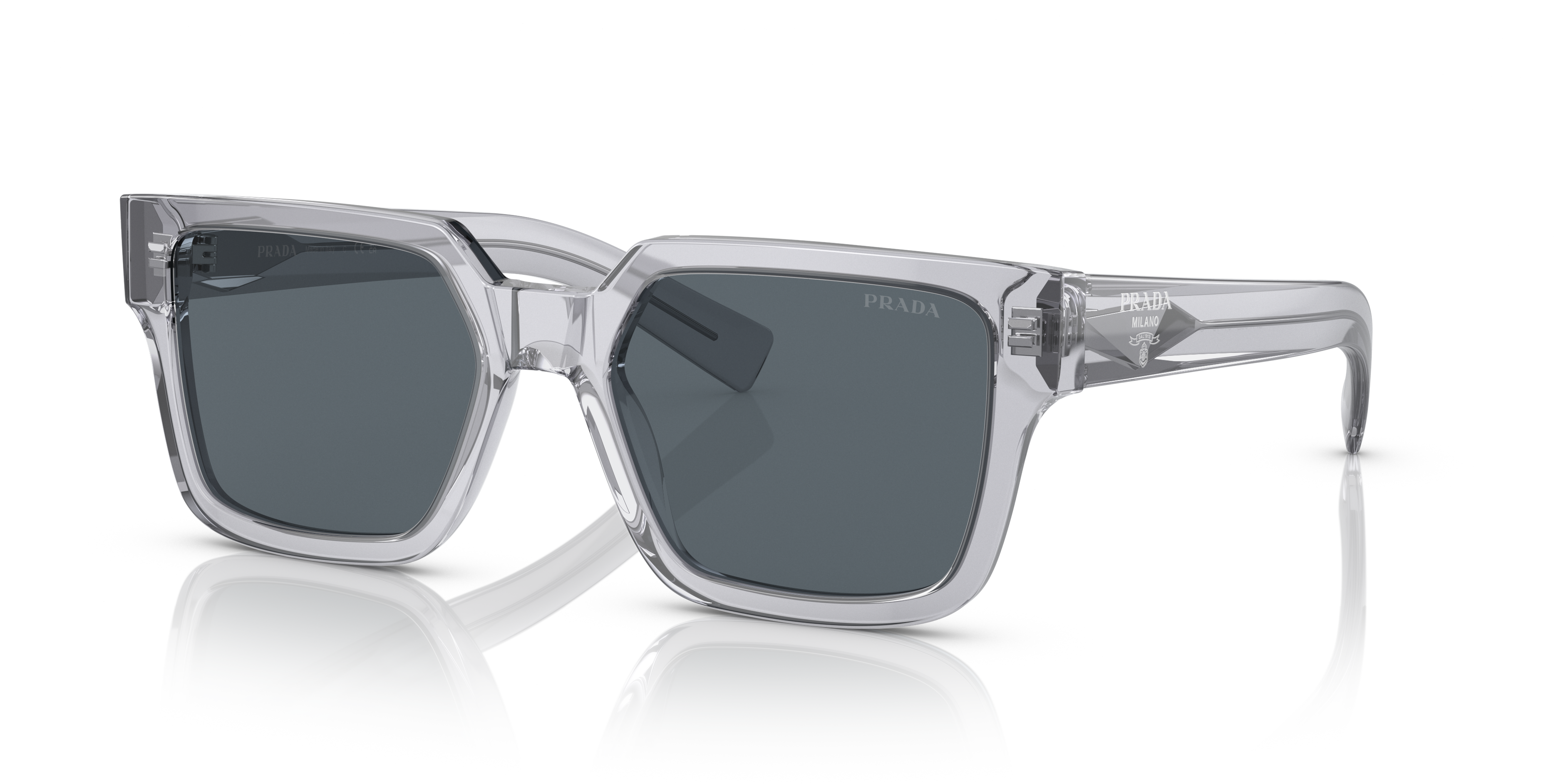 PR 03ZS Grau transparent AcetatSunglass Frames von B24, Dreiviertelansicht