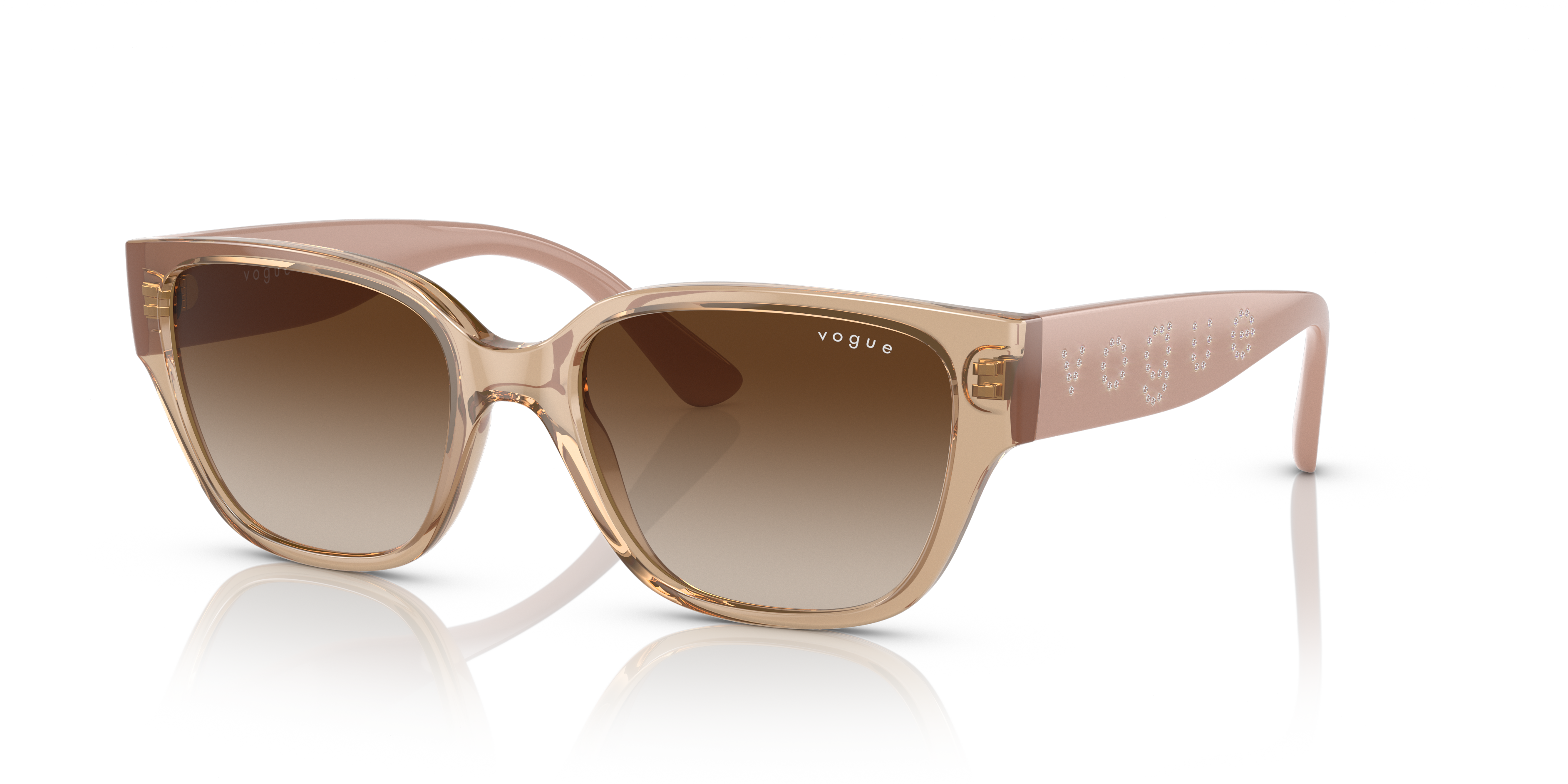 VO5459SB Transparant lichtbruin KunststofSunglass Frames van B24, Hoekweergave