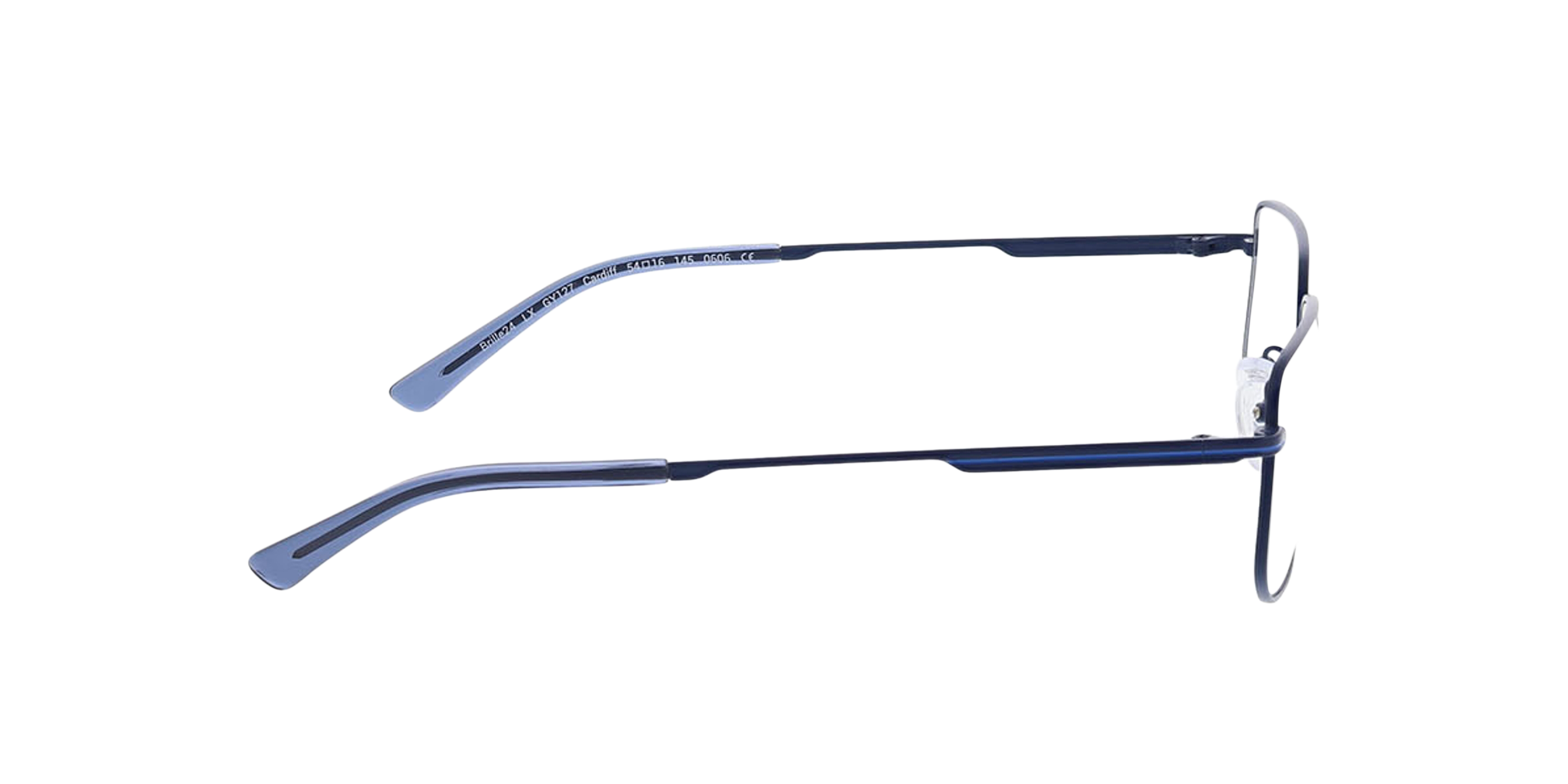Cardiff Mat marineblauw MetaalEyeglass Frames van B24, Zijaanzicht