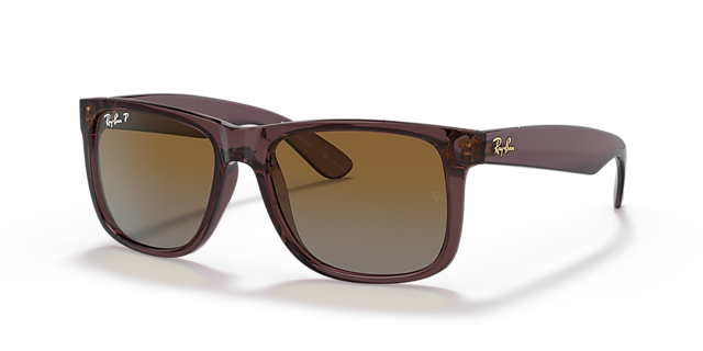 RB4165 Dunkelbraun transparent KunststoffSunglass Frames von B24, Dreiviertelansicht