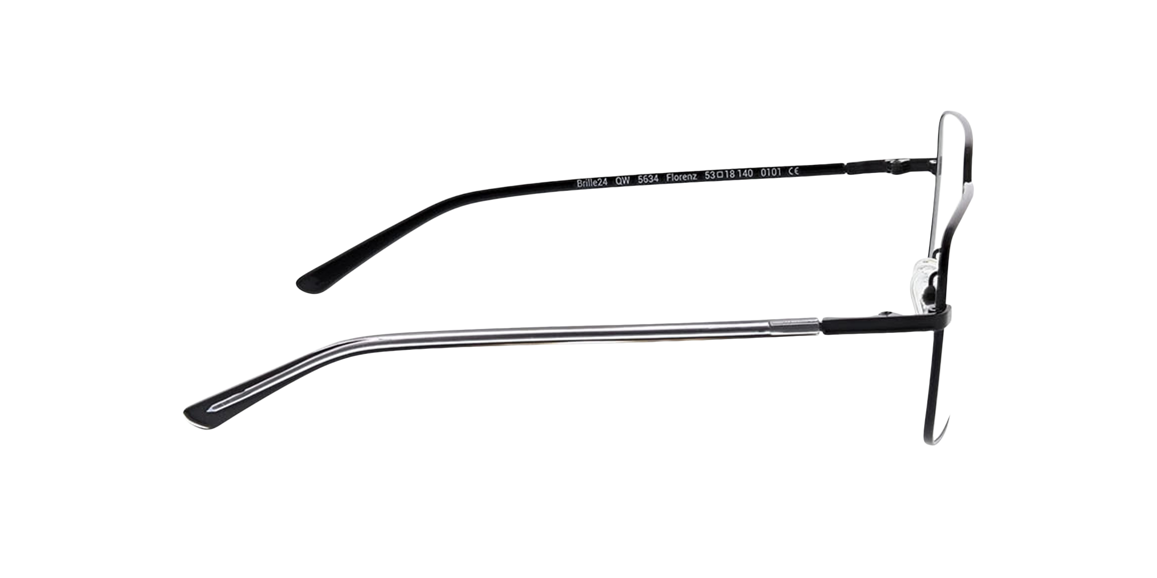 Florenz Zwart MetaalEyeglass Frames van B24, Zijaanzicht
