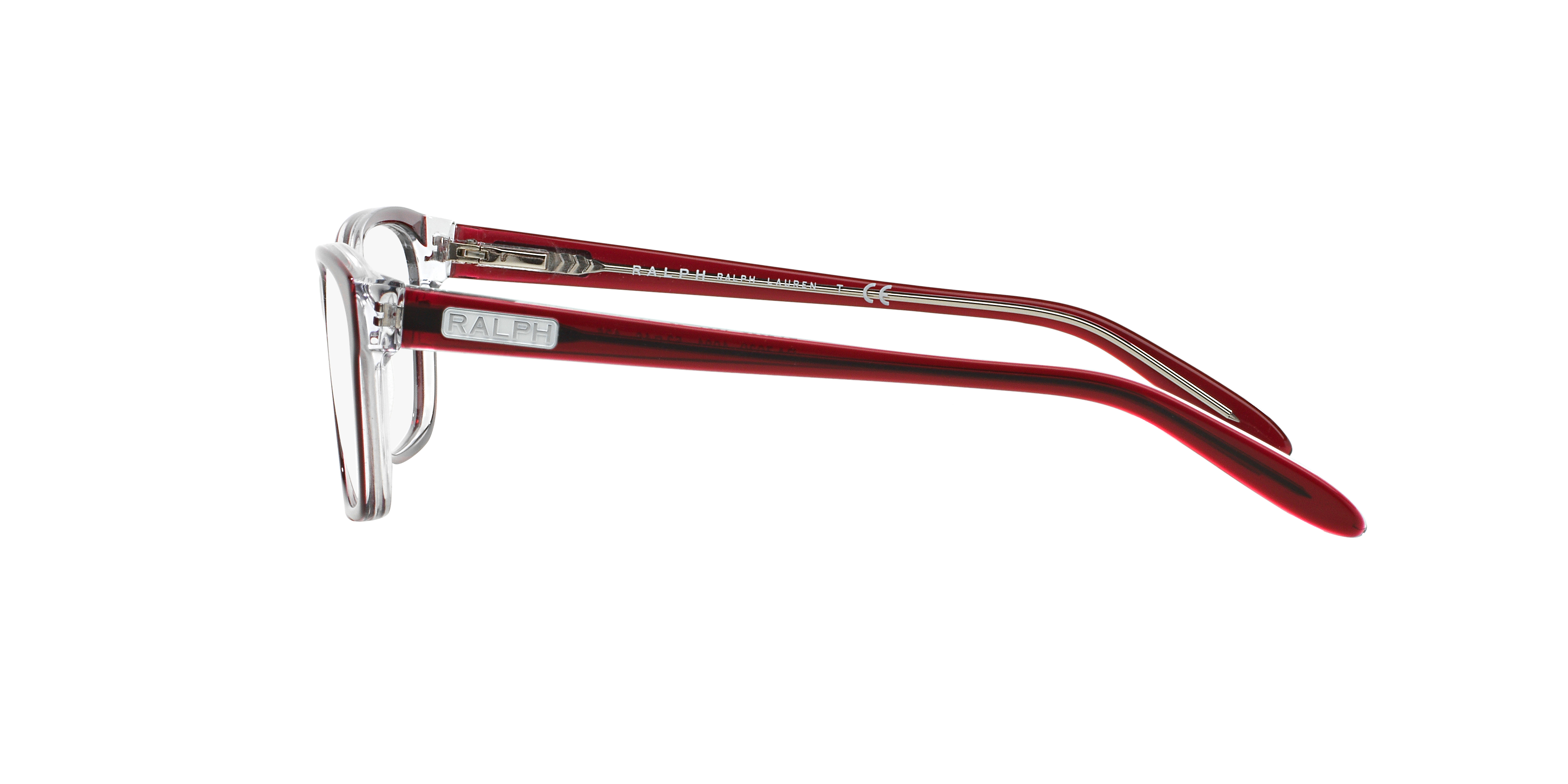 RA7039 Shiny Transparent Red On Crystal AcetatEyeglass Frames von B24, Seitenansicht