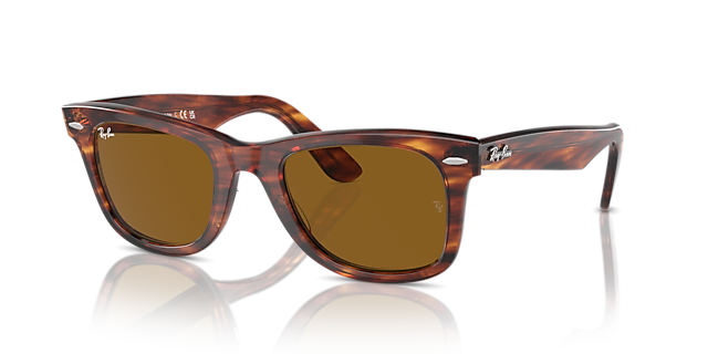 RB2140 Havana gestreept AcetaatSunglass Frames van B24, Hoekweergave