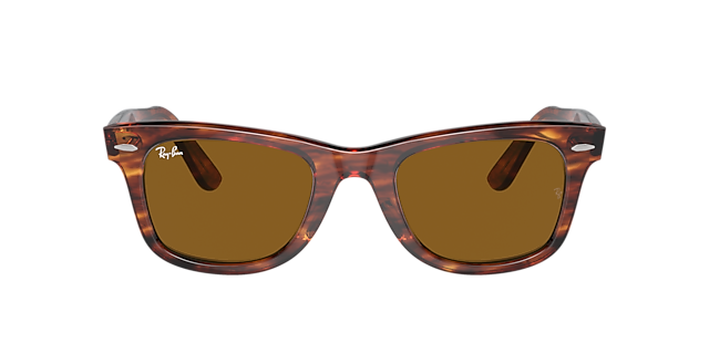 RB2140 Havana gestreept AcetaatSunglass Frames van B24, met getinte lenzen