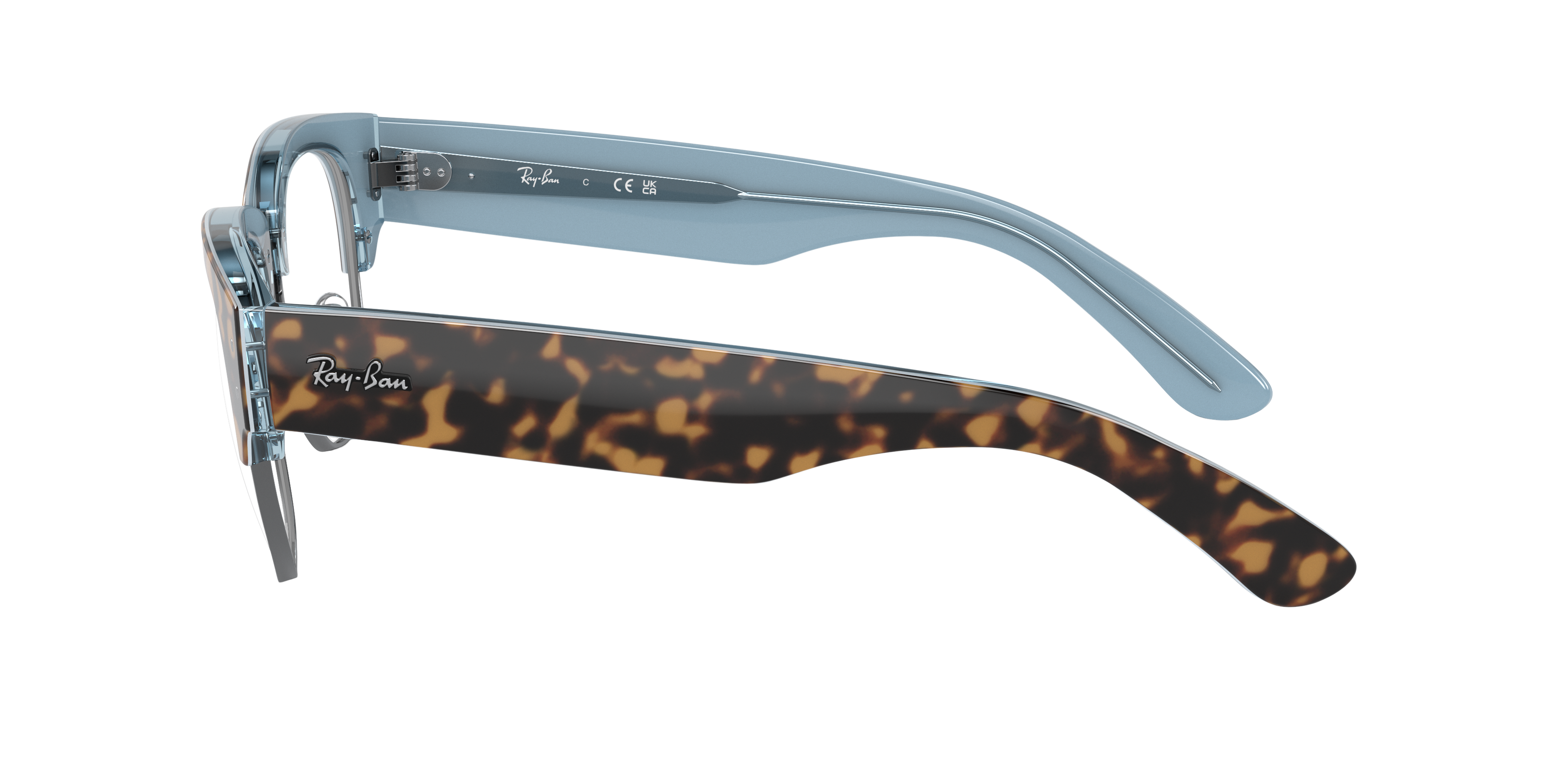 RB0316V Havana op blauw op staalgrijs KunststofEyeglass Frames van B24, Zijaanzicht