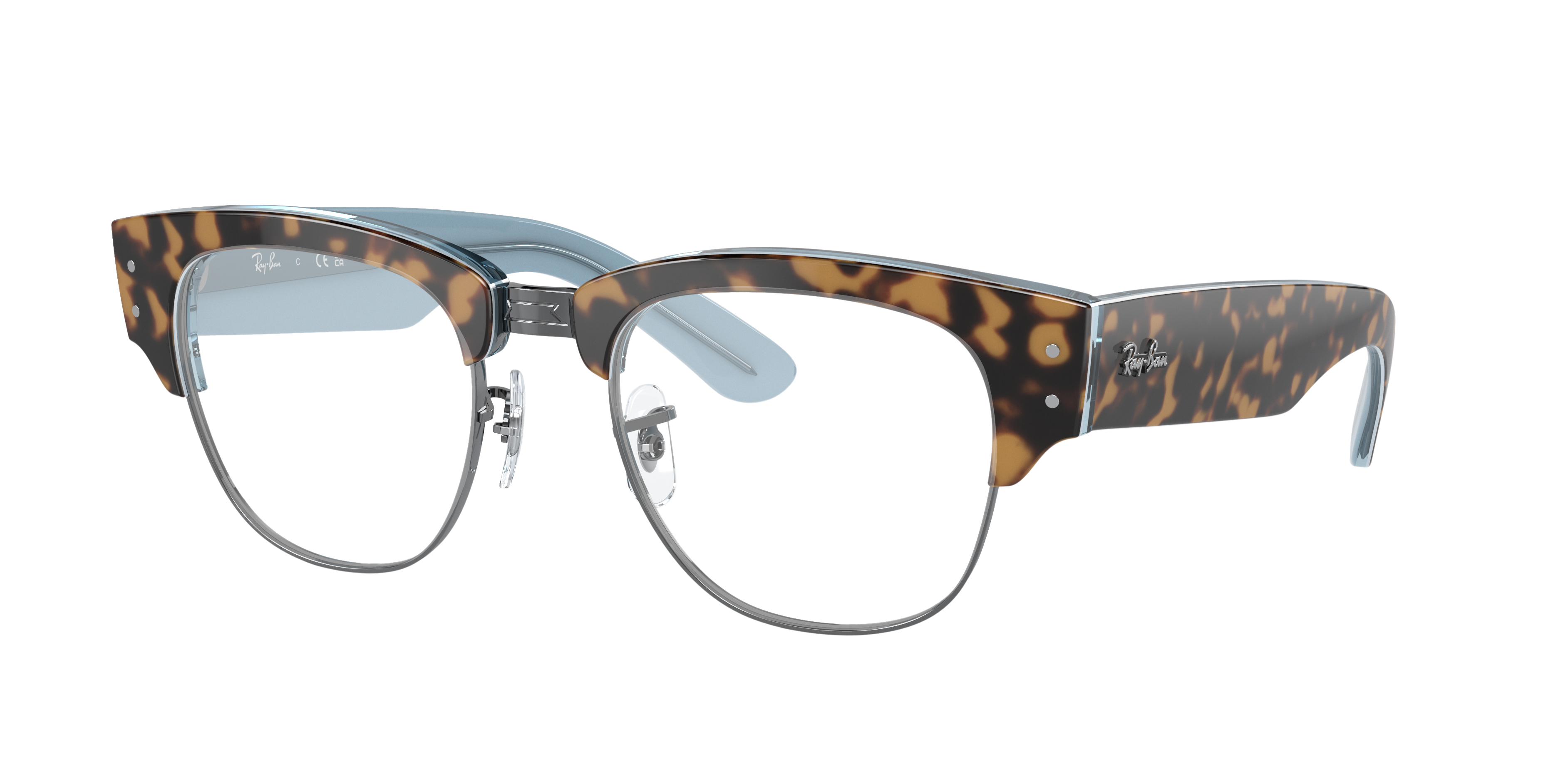 RB0316V Havana op blauw op staalgrijs KunststofEyeglass Frames van B24, Hoekweergave