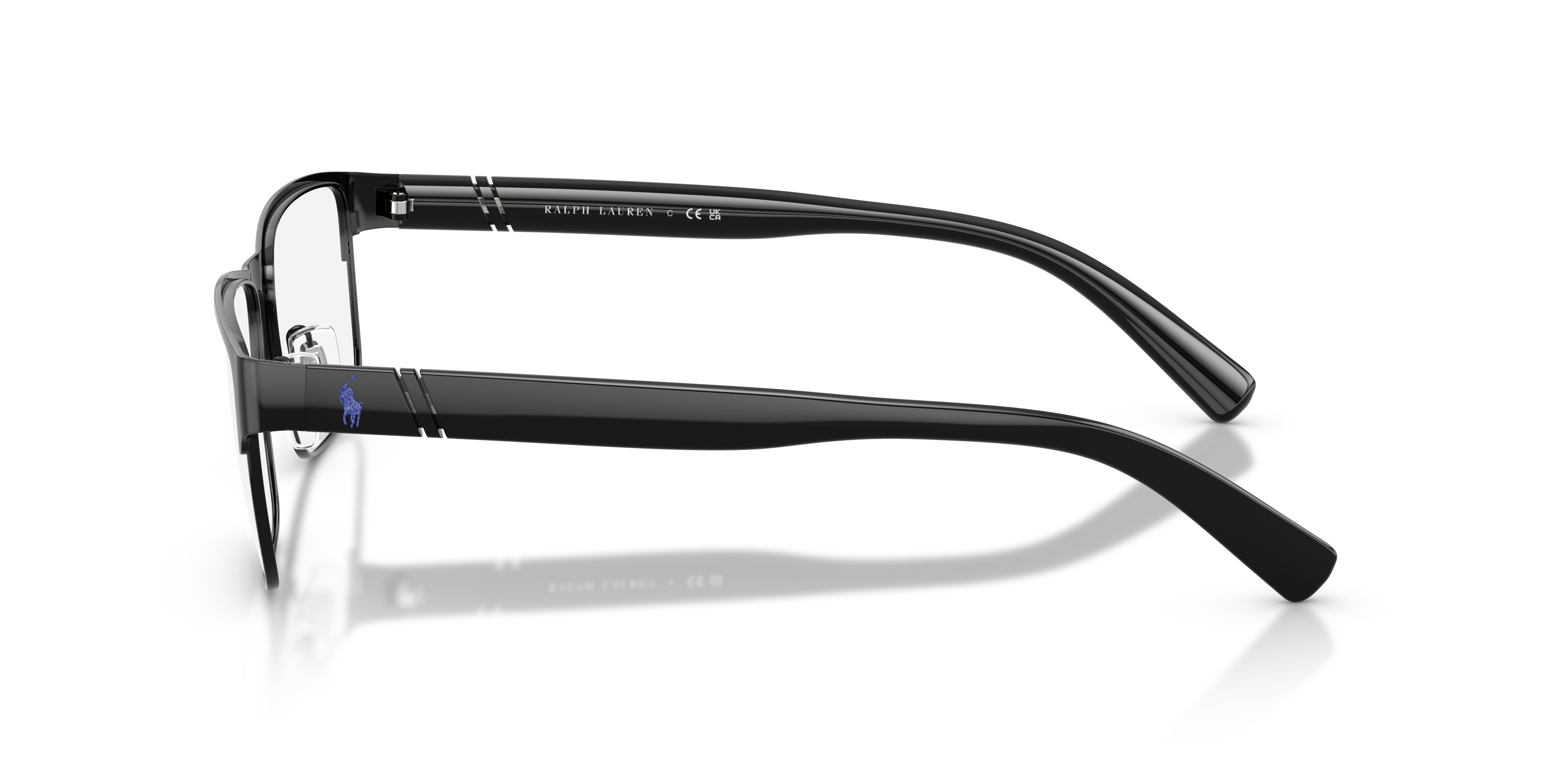 PH1175 Schwarz glänzend MetallEyeglass Frames von B24, Seitenansicht