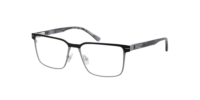 Burbank Matzwart  &  mat staalgrijs MetaalEyeglass Frames van B24, Hoekweergave