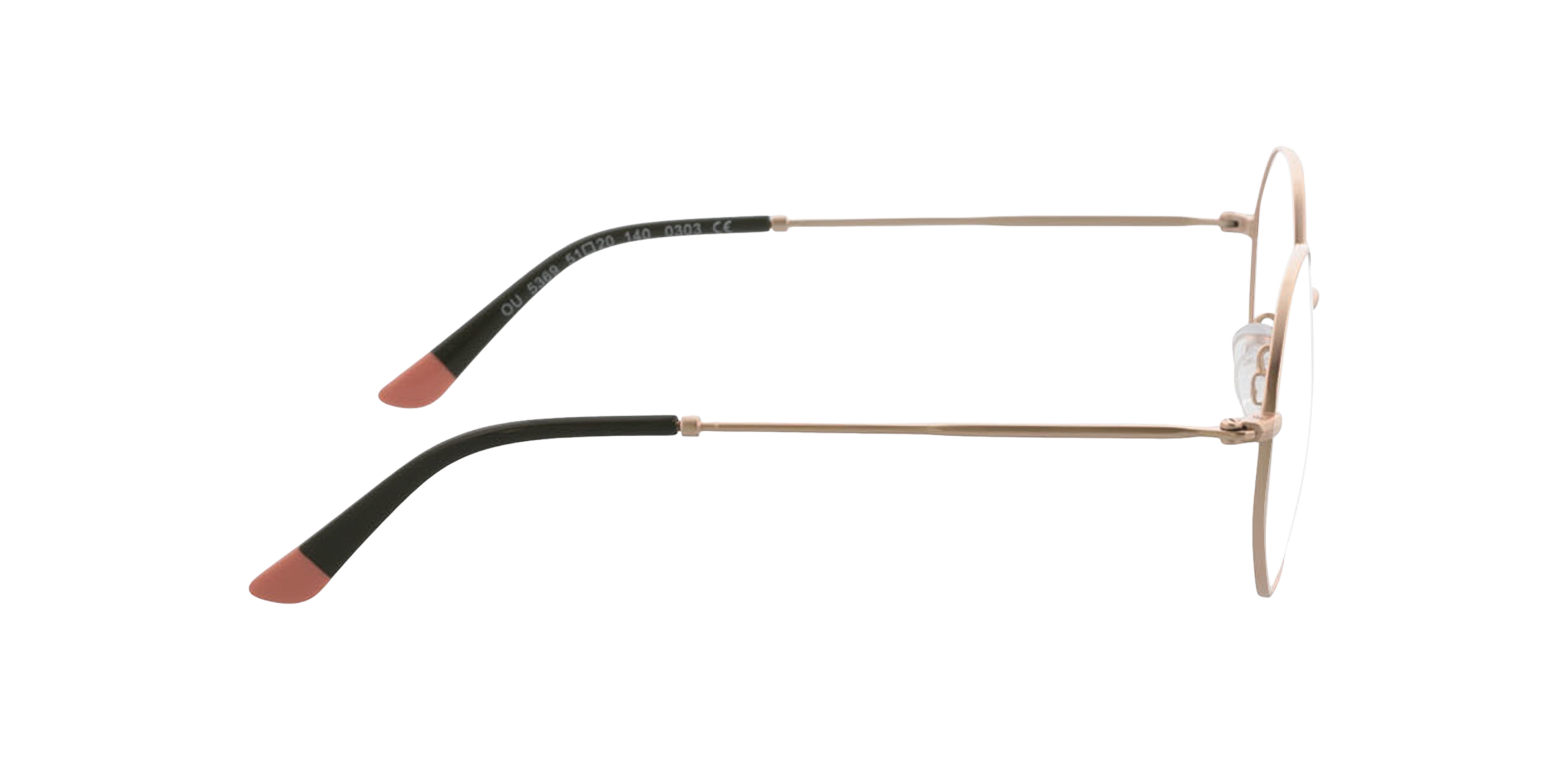 Miami Roze goud  &  kaki roze pootjesuiteinde MetaalEyeglass Frames van B24, Zijaanzicht