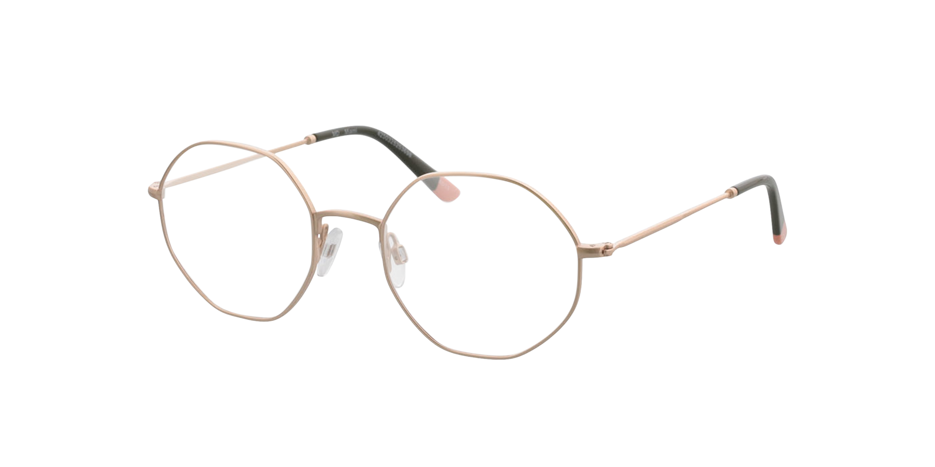 Miami Roze goud  &  kaki roze pootjesuiteinde MetaalEyeglass Frames van B24, Hoekweergave
