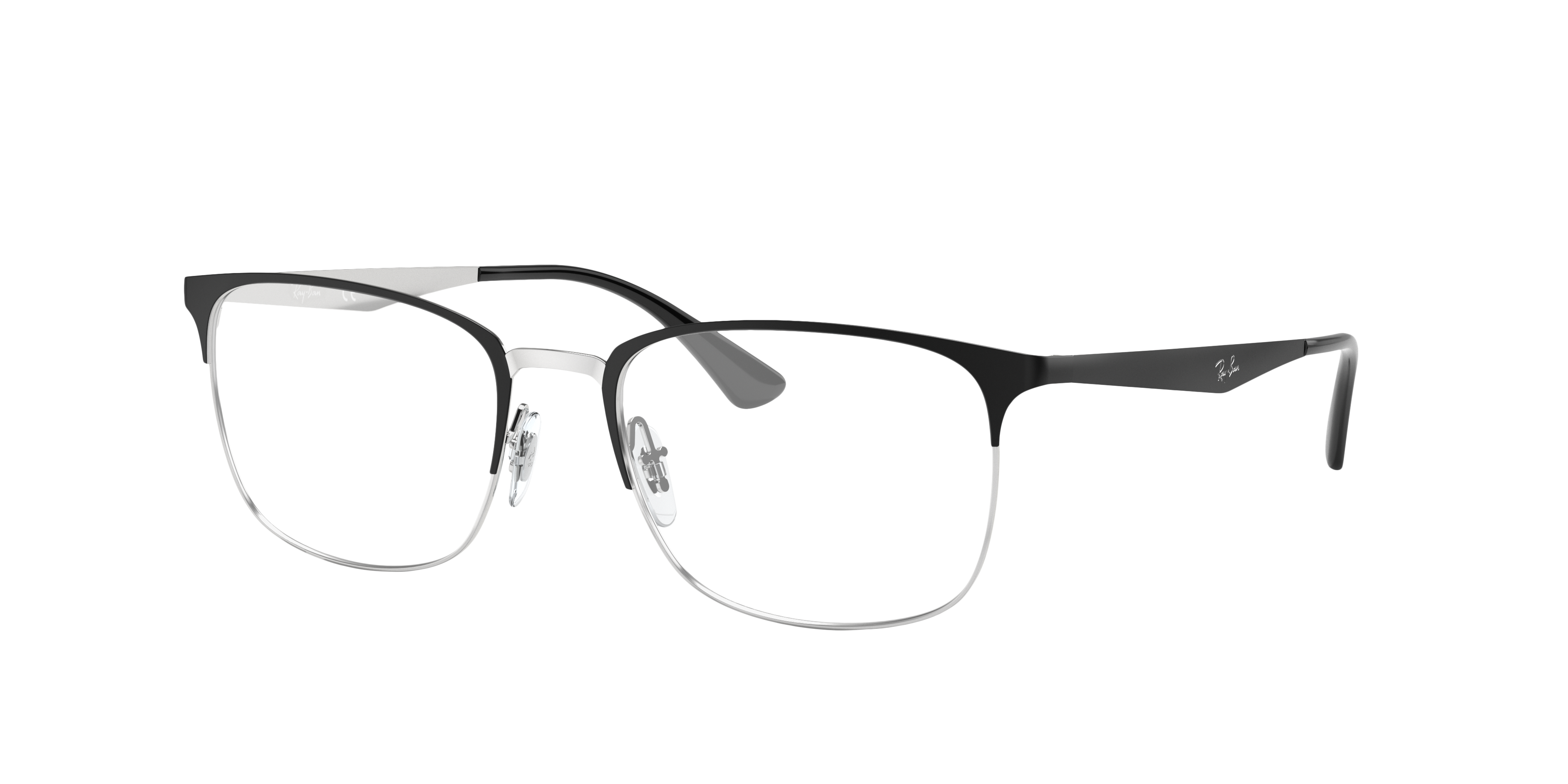 RB6421 Schwarz auf Silber MetallEyeglass Frames von B24, Dreiviertelansicht